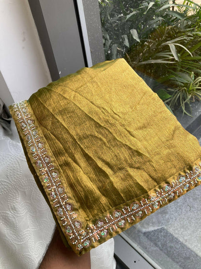 Teeya Creation Trendy Stylish Party Wear Fendy Chiffon Saree-Green