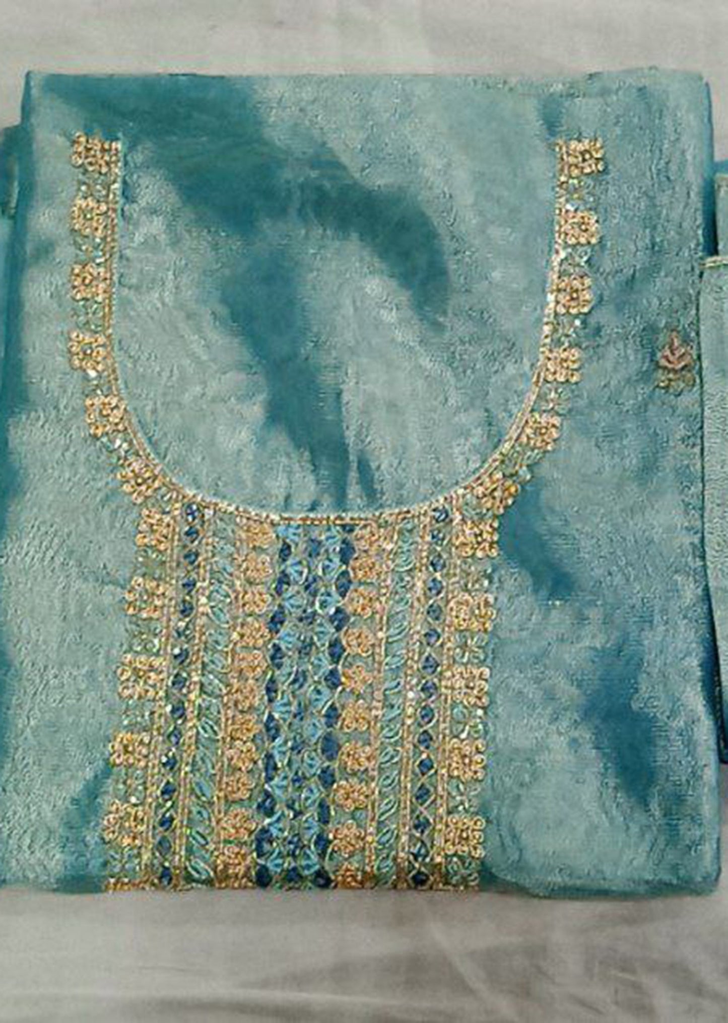 Azure Bloom Grace Dress Material