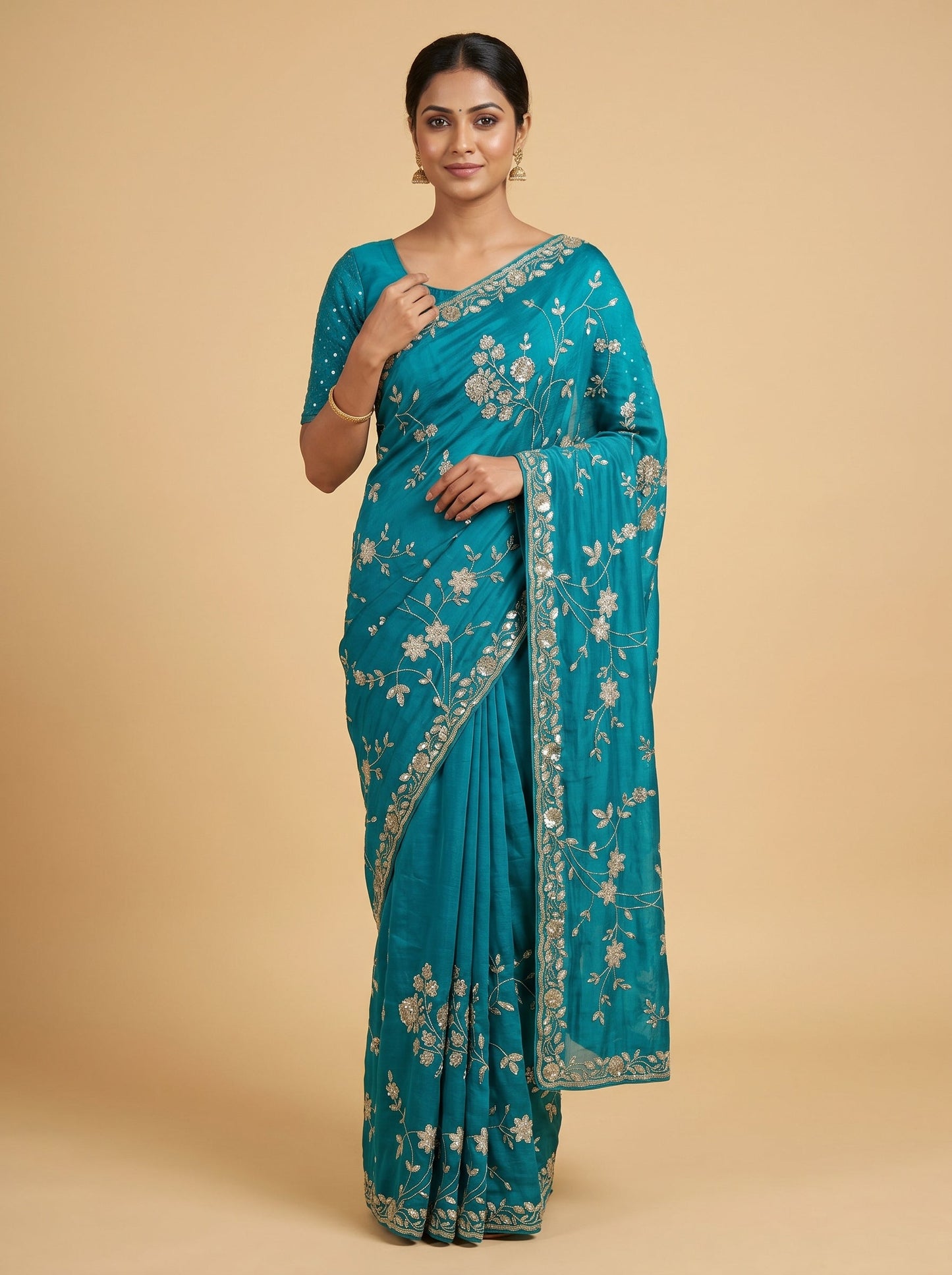 Azure Blue Glow Saree