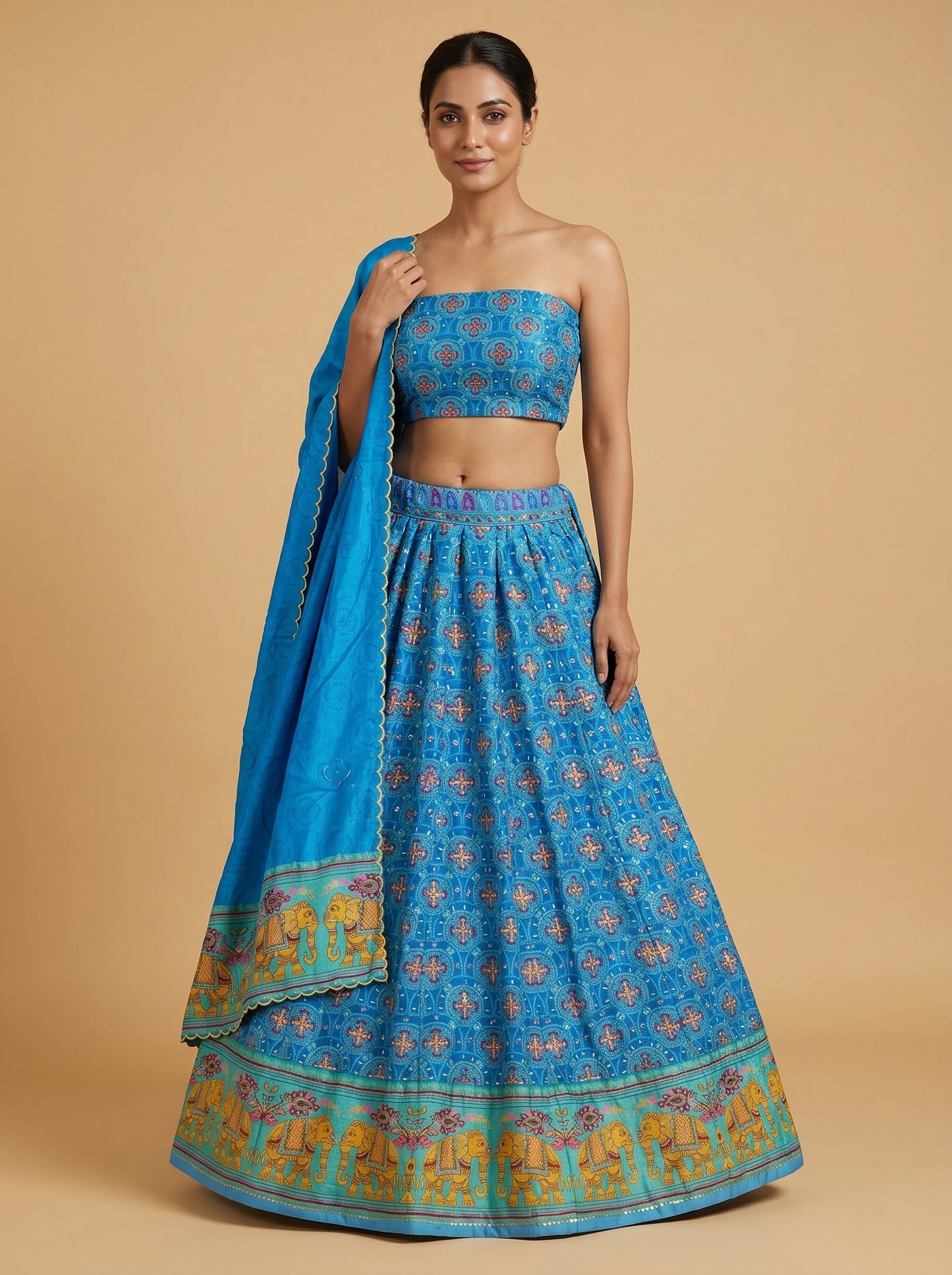 Azure Flow Print Lehenga