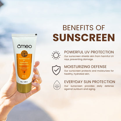 Omeo Sunscreen With Sandalwood, Turmeric, Papaya & Licorice Extract