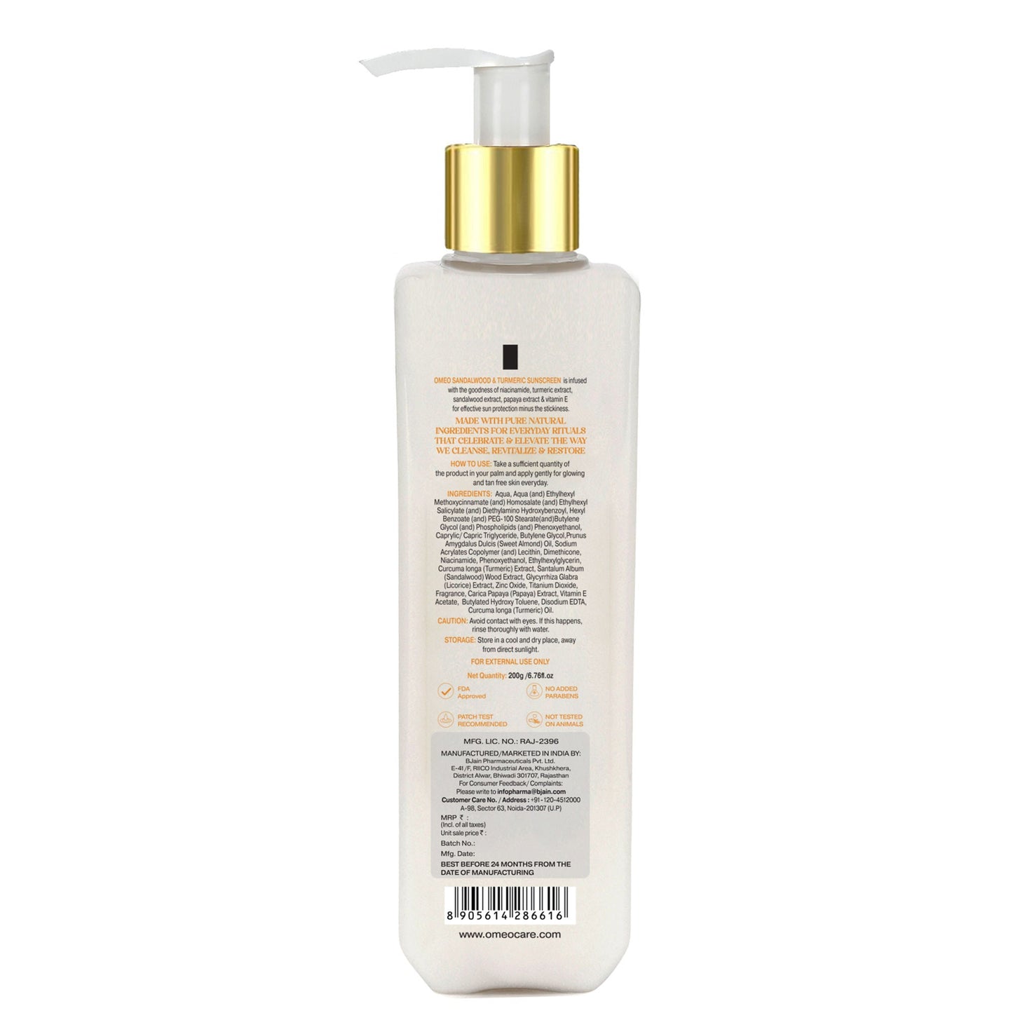 Omeo Sunscreen With Sandalwood, Turmeric, Papaya & Licorice Extract