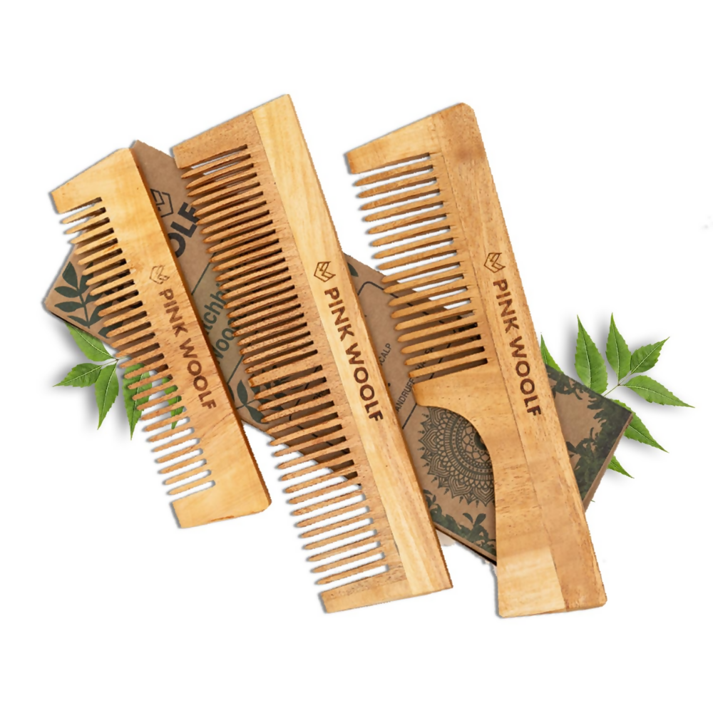 Pink Woolf Neem Wooden Comb for Men