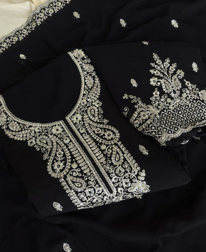 KC Black Georgette Heavy Embroidered Fancy Suit For Women