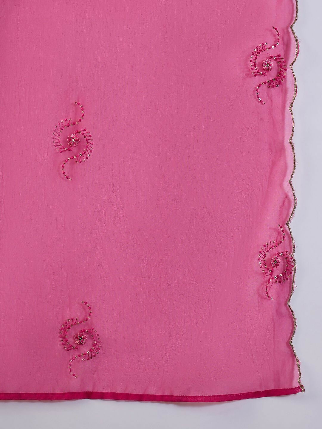 The52 Women's Beautiful Embroidery Work Vichitra Fabric A-line Kurta Pant and Dupatta Set-Pink