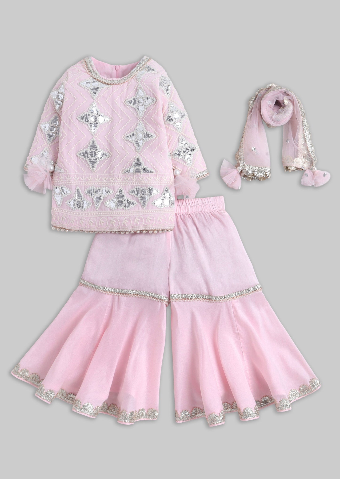 Baby Pink Embroidered Salwar Kameez Set with Dupatta