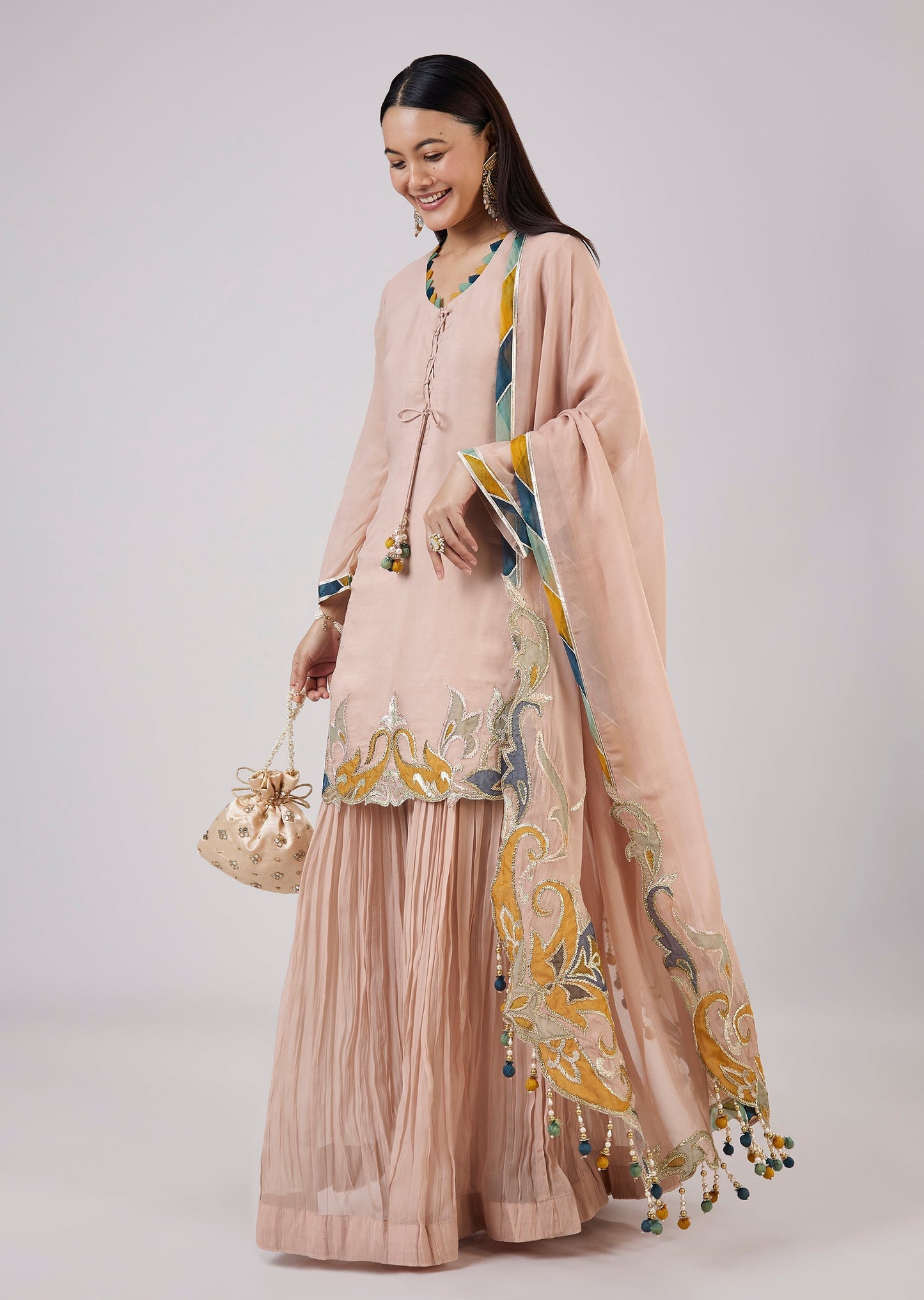 Baby Pink Organza Palazzo Set