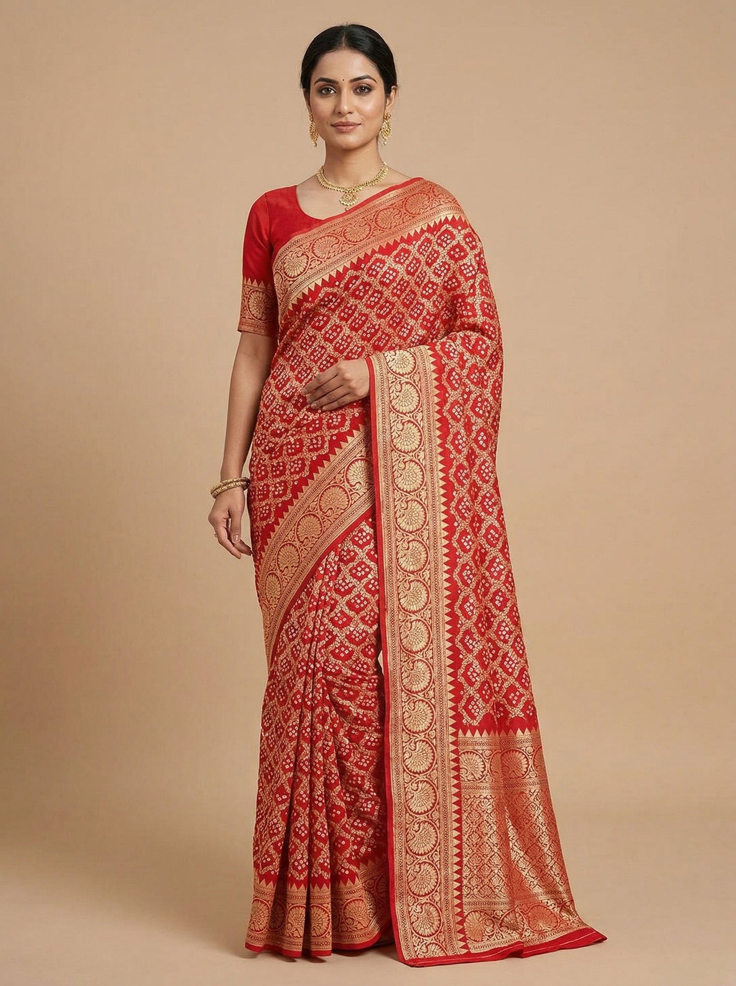 Bandhani Red Saree