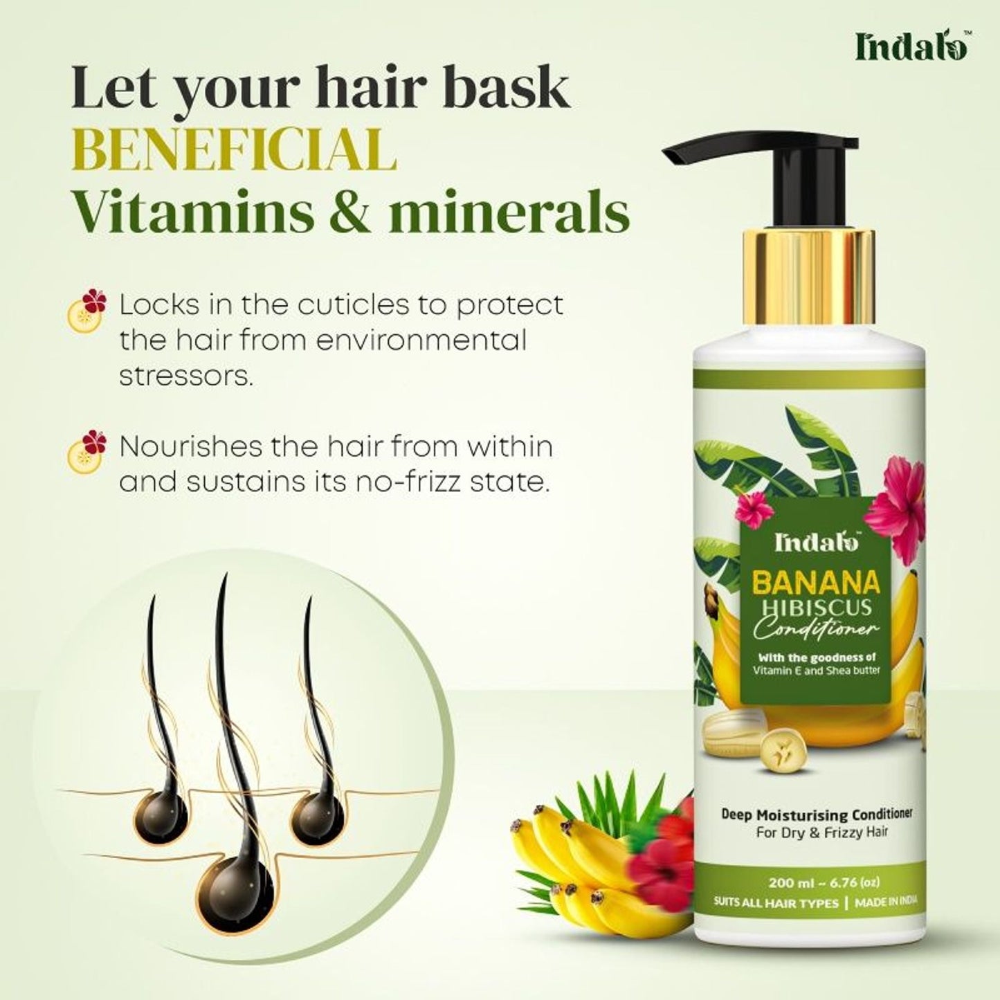 Indalo Banana Hibiscus Conditioner For Dry & Frizzy Hair
