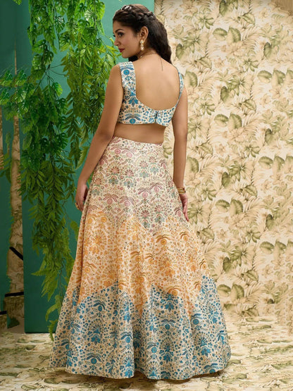 Tulsi Art Beautiful Multicolor Digital Printed Art Silk Event Wear Lehenga Choli