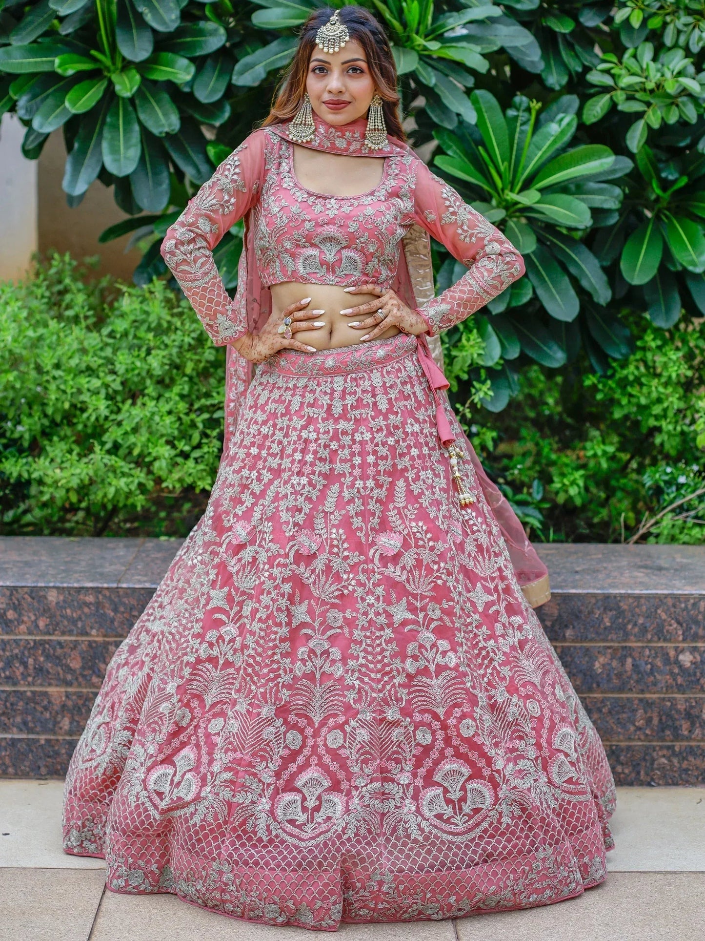 Tulsi Art Beautiful Pink Dori Work Soft Net Ceremony Wear Lehenga Choli