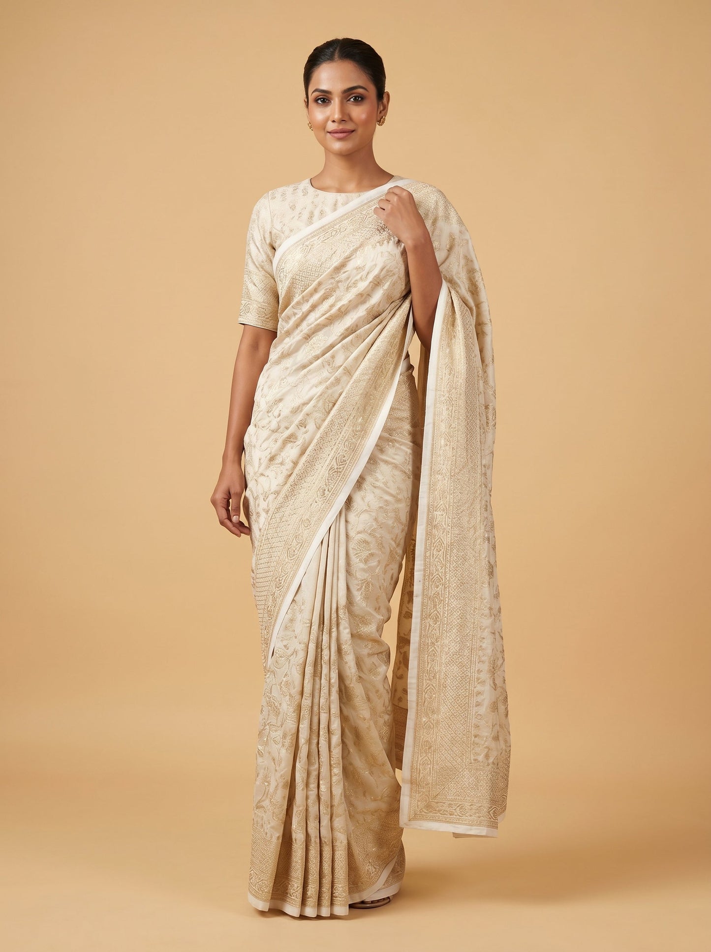 Beige Calm Essence Handloom Saree