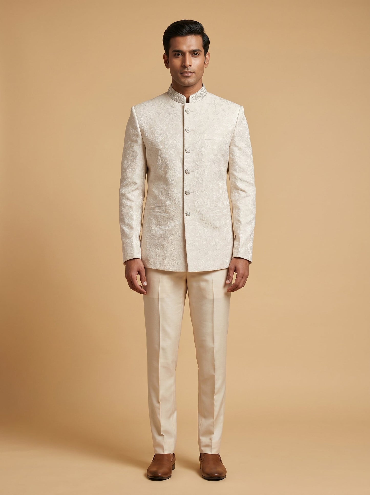 Beige Festive Jodhpuri Suit