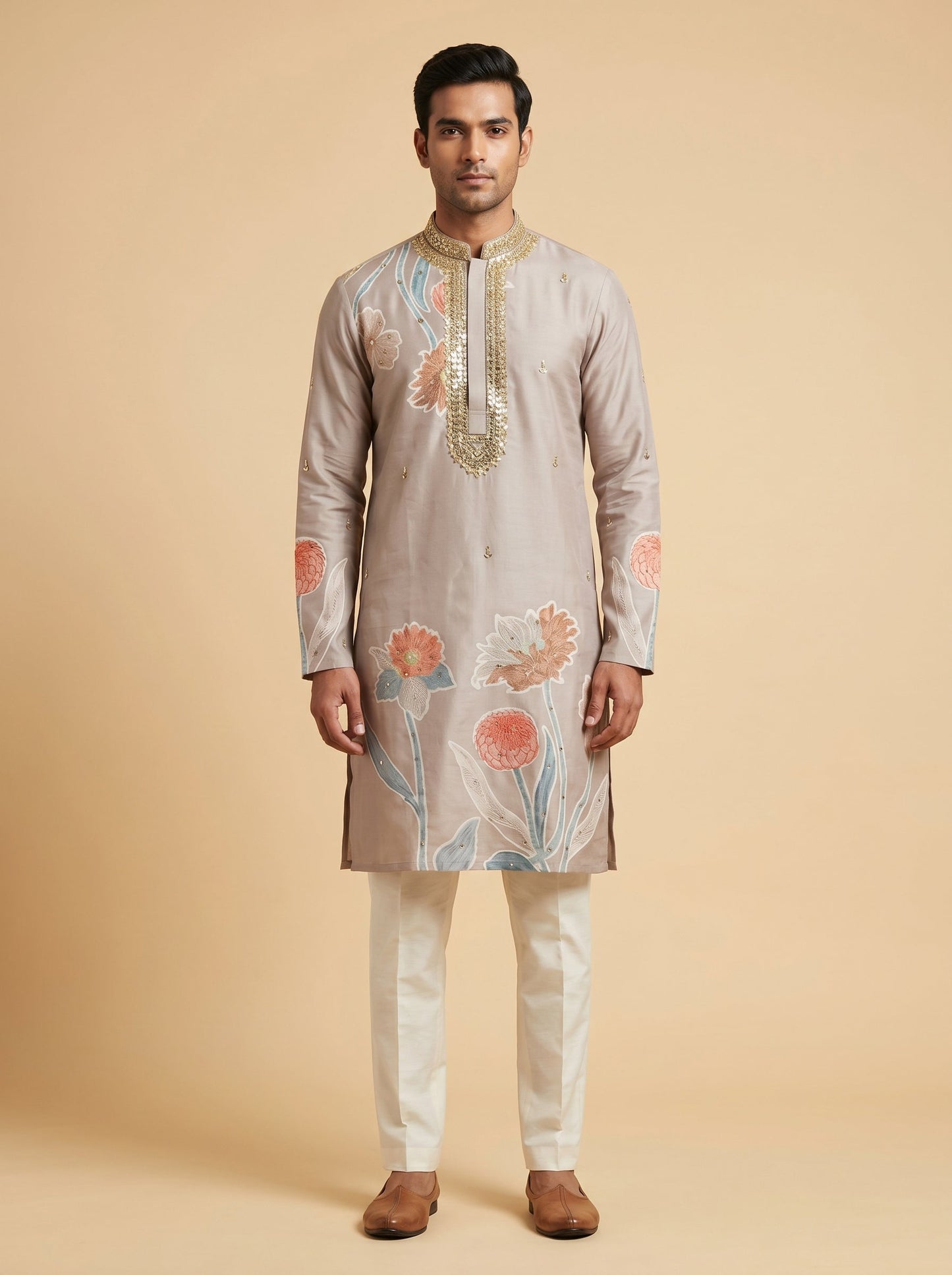 Beige Festive Kurta Set
