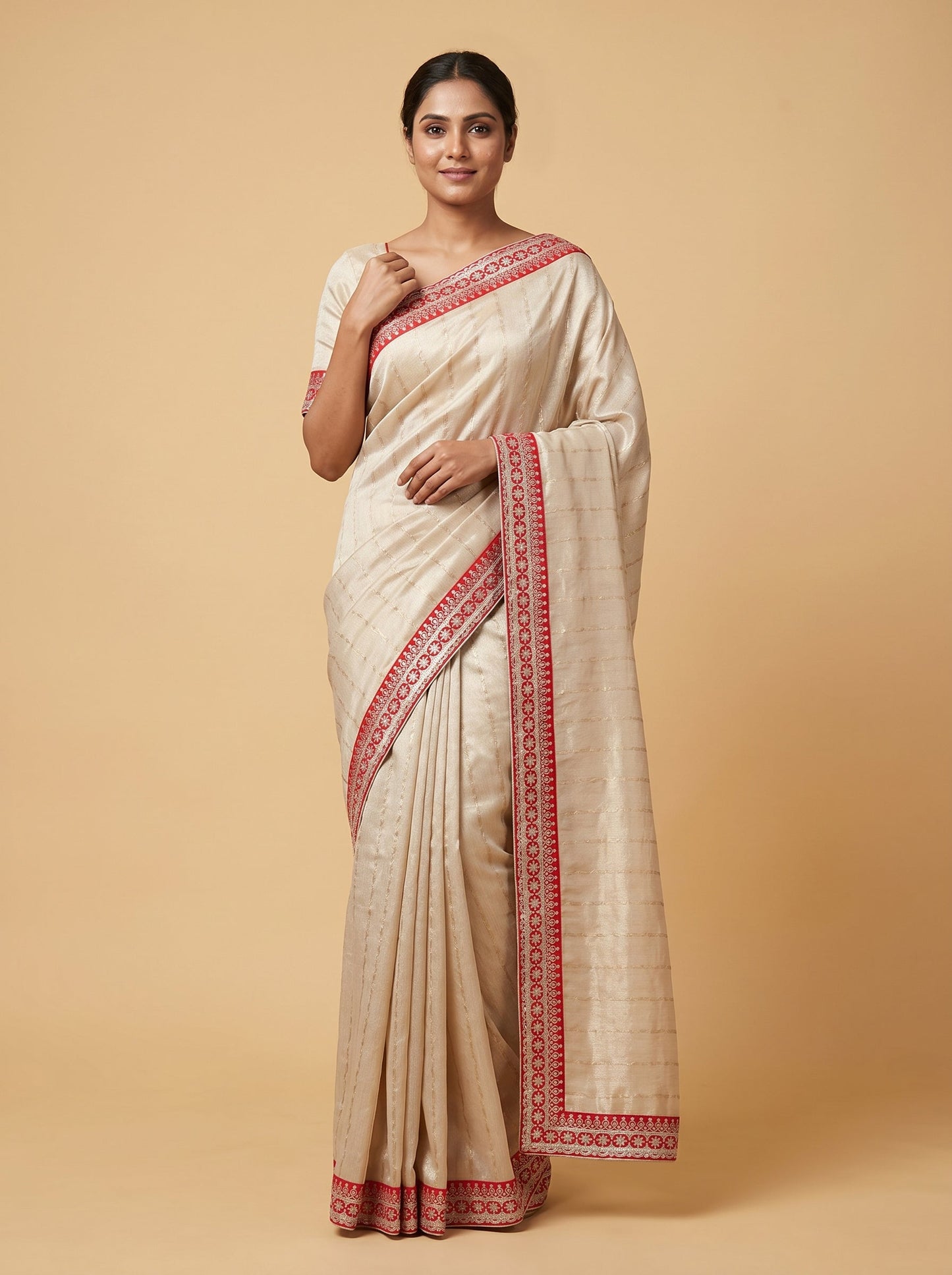 Beige Grace Embroidered Saree