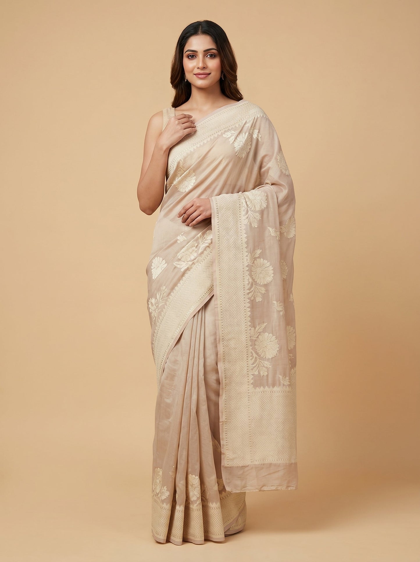 Beige Neutral Harmony Handloom Saree
