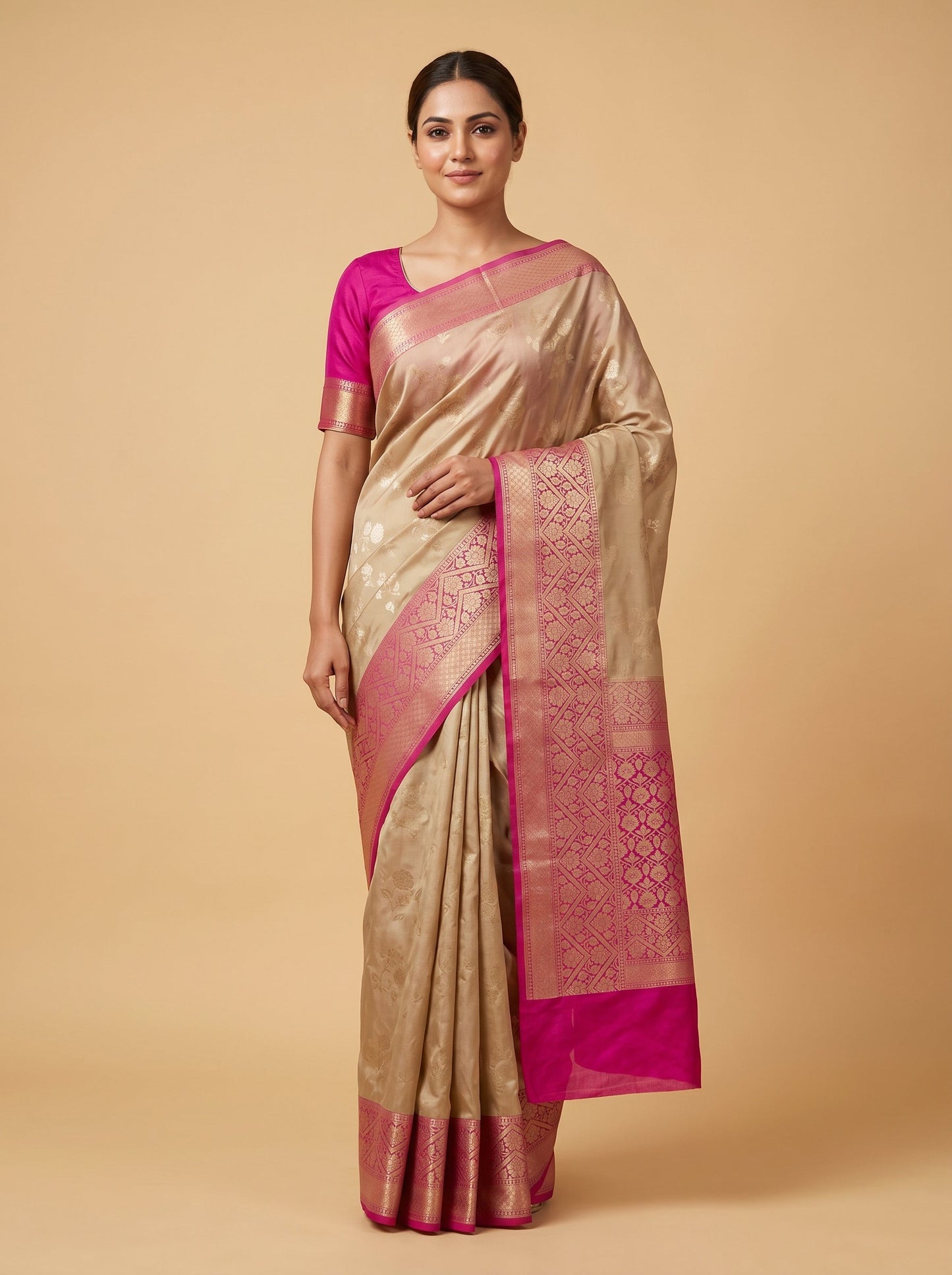 Beige Neutral Poise Handloom Saree