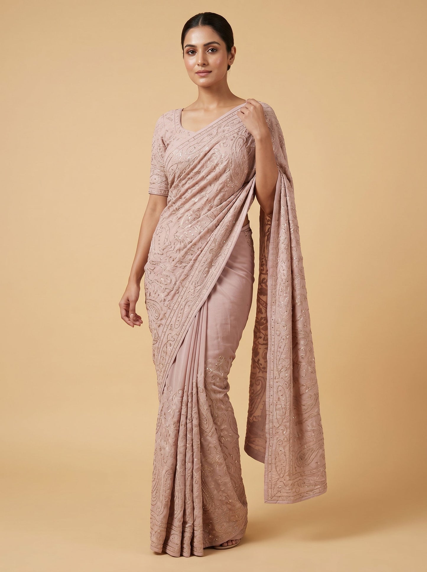 Beige Understated Embroidery Saree