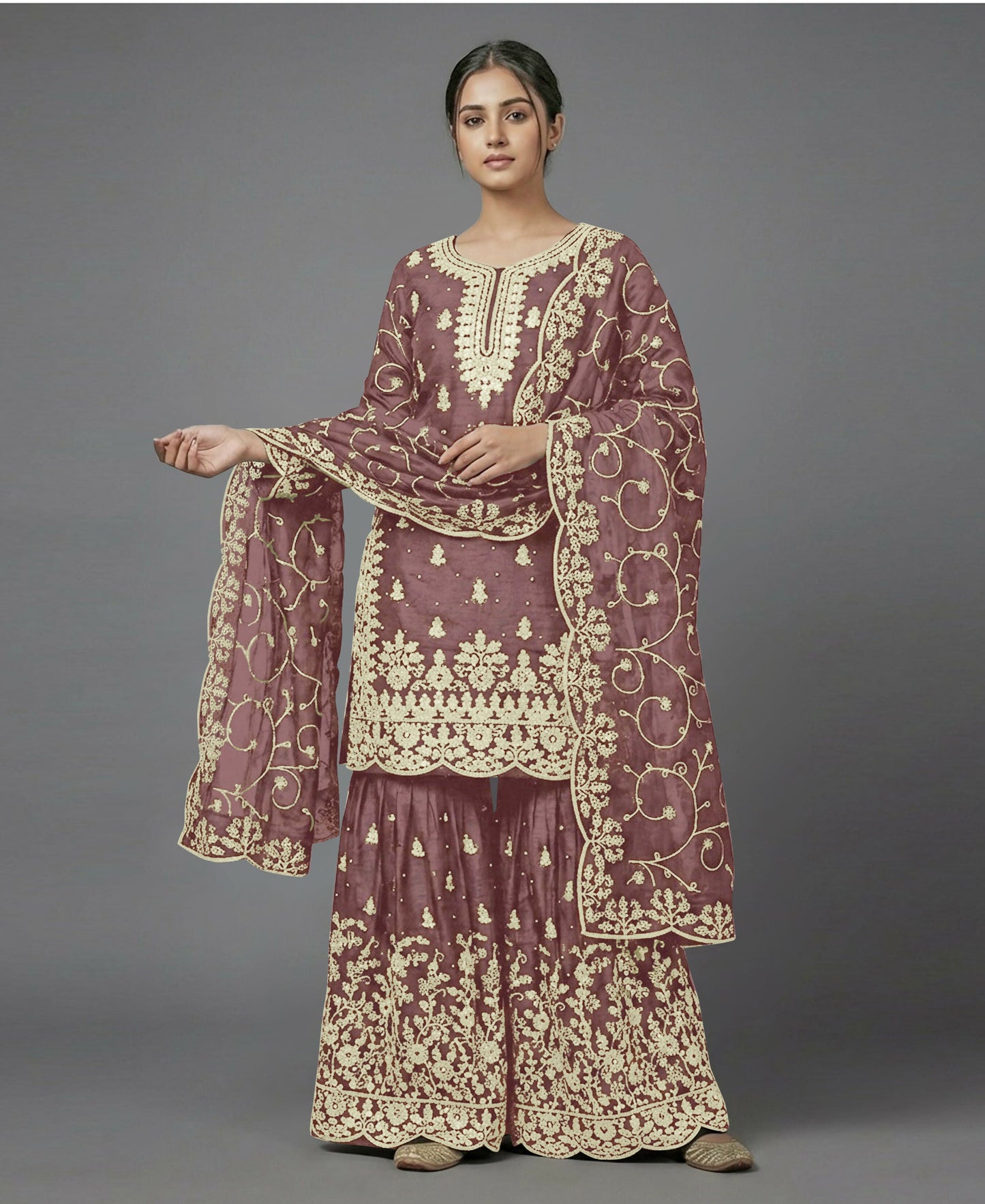 Teeya Creation Womens New Trendy Pure Gmy Silk With Heavy Embroidery Sequence Work Kurta Set