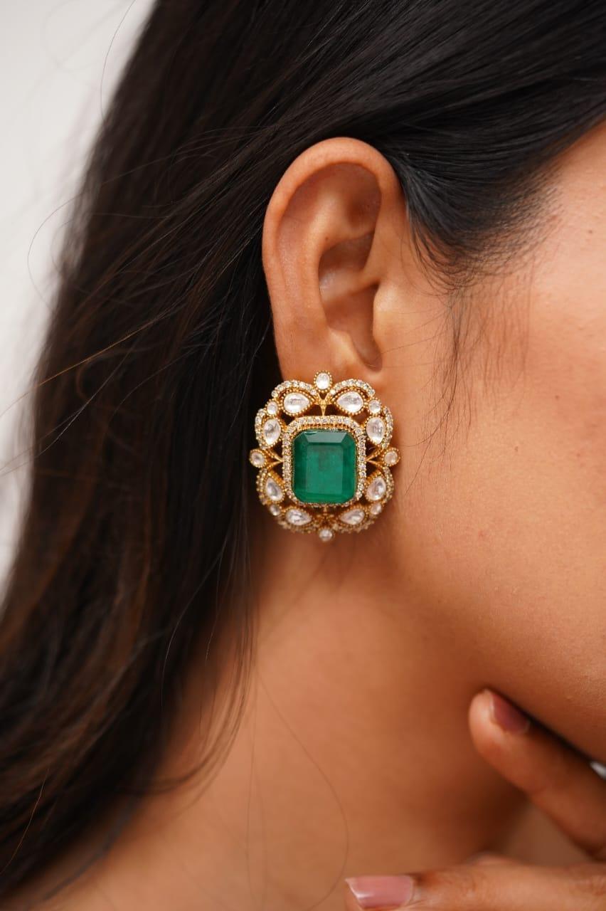 Bhagya Oversized Indian Polki Studs