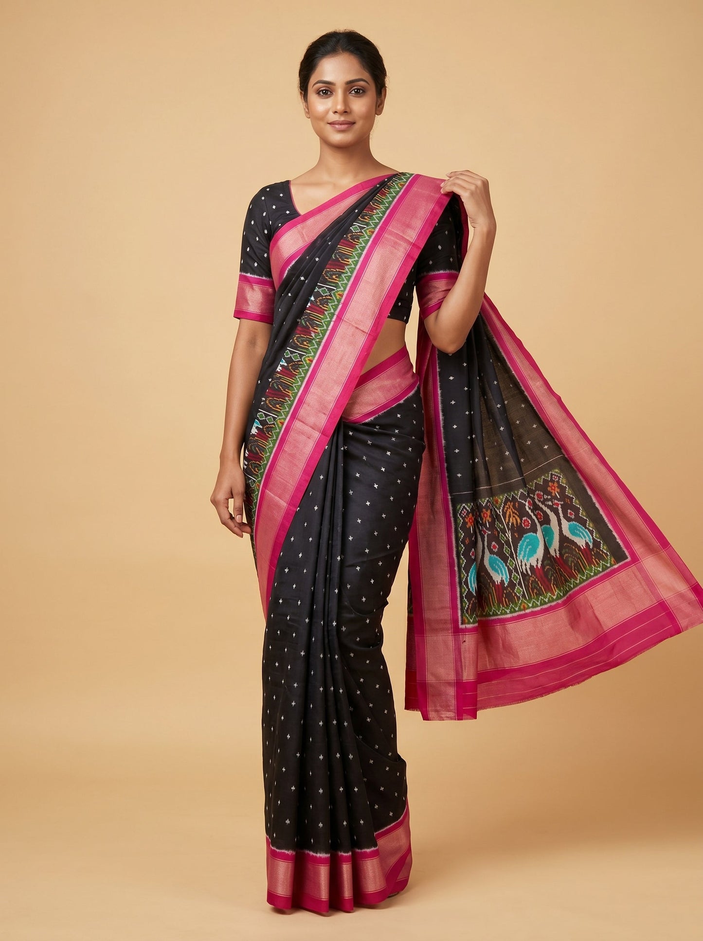 Black Bold Tone Handloom Saree