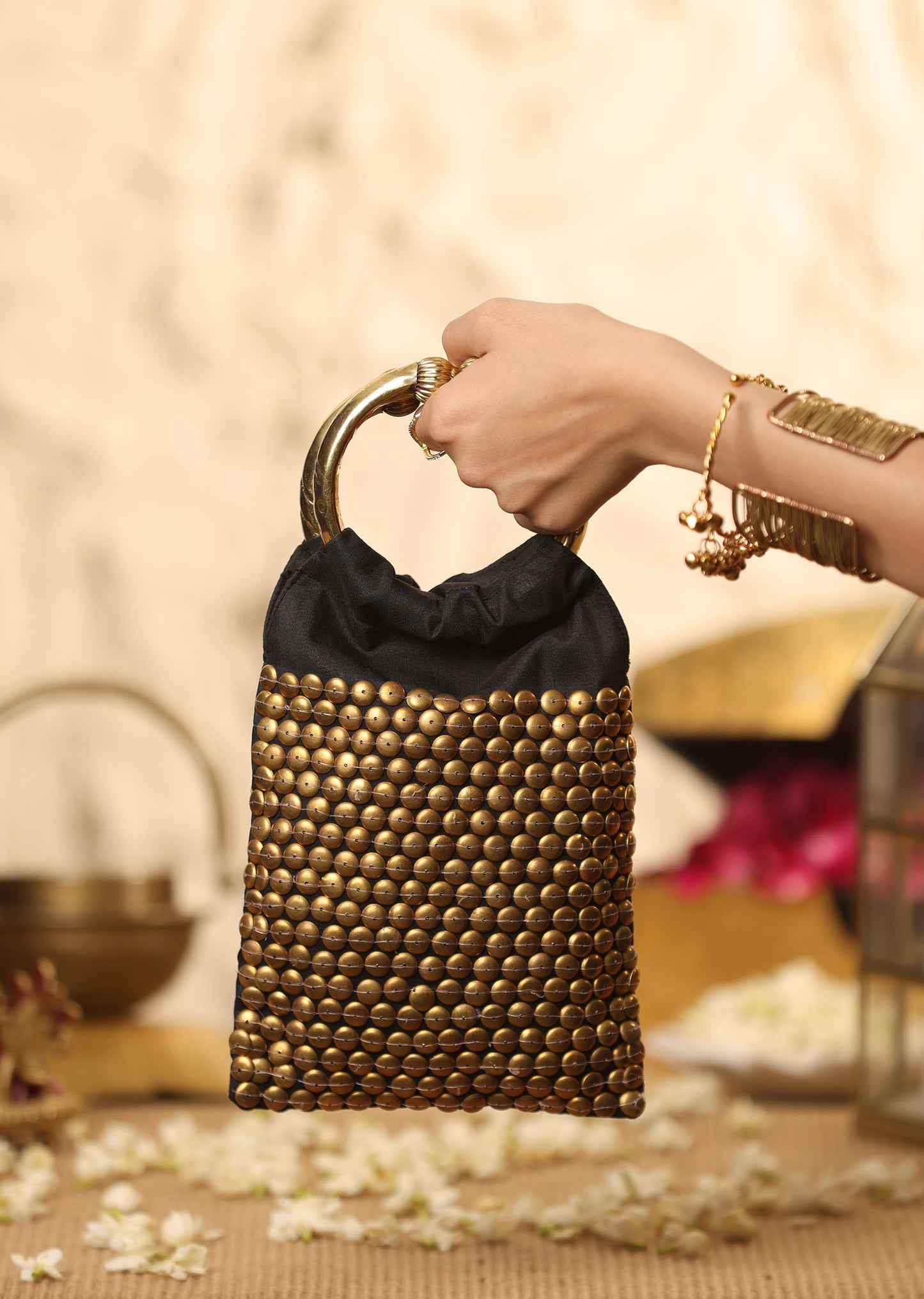 Black Brocade Handbag