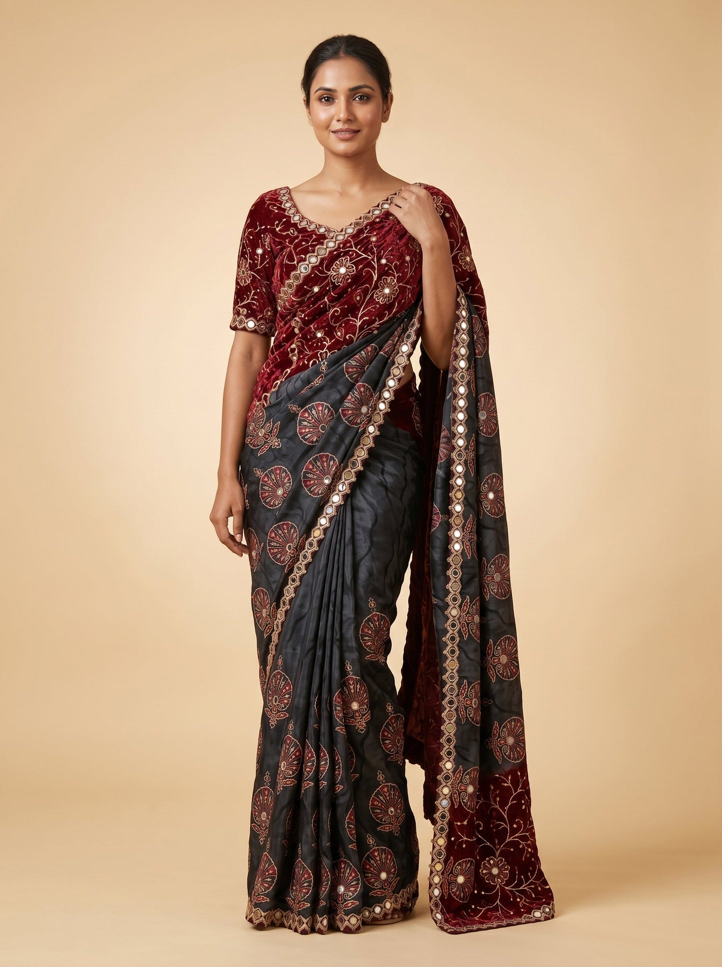 Black Crisp Stitch Saree