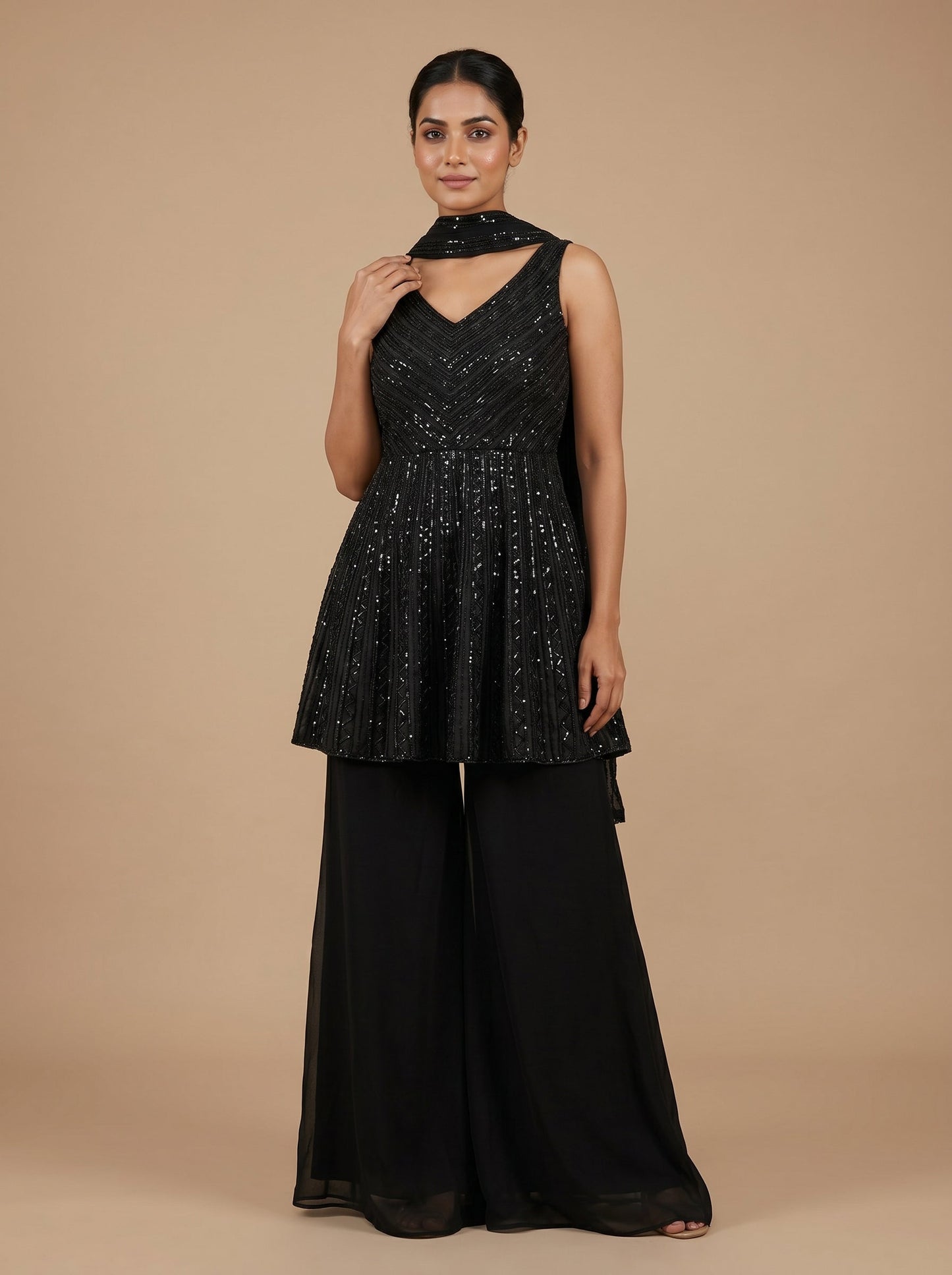 Black Edge Peplum Set