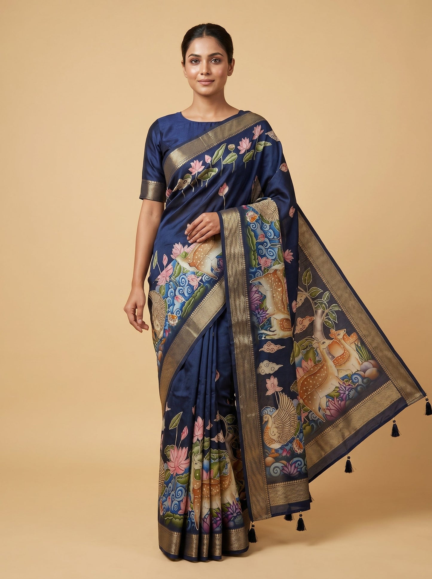 Black embroidered saree with detailed work