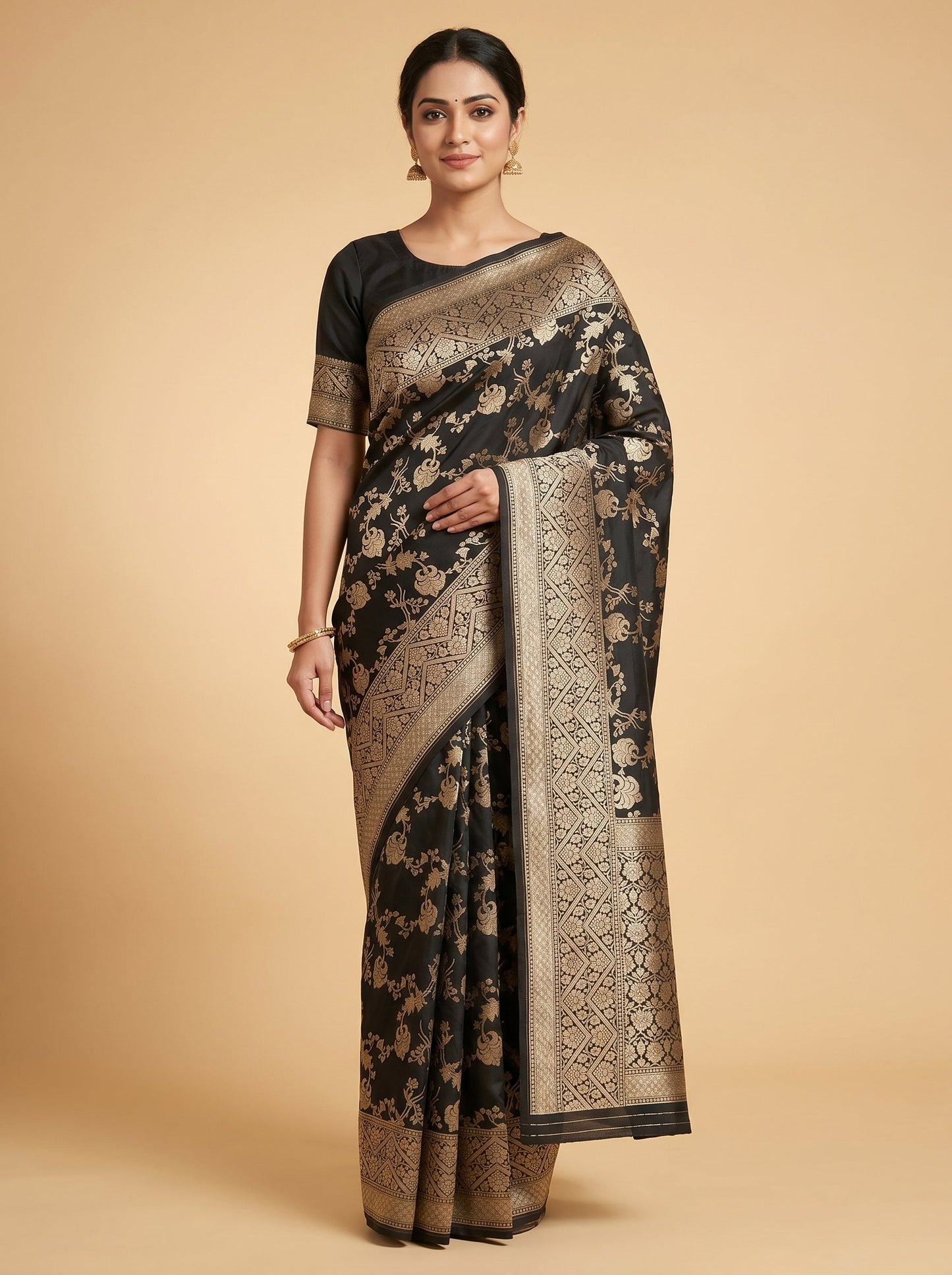 Black Sleek Silhouette Handloom Saree
