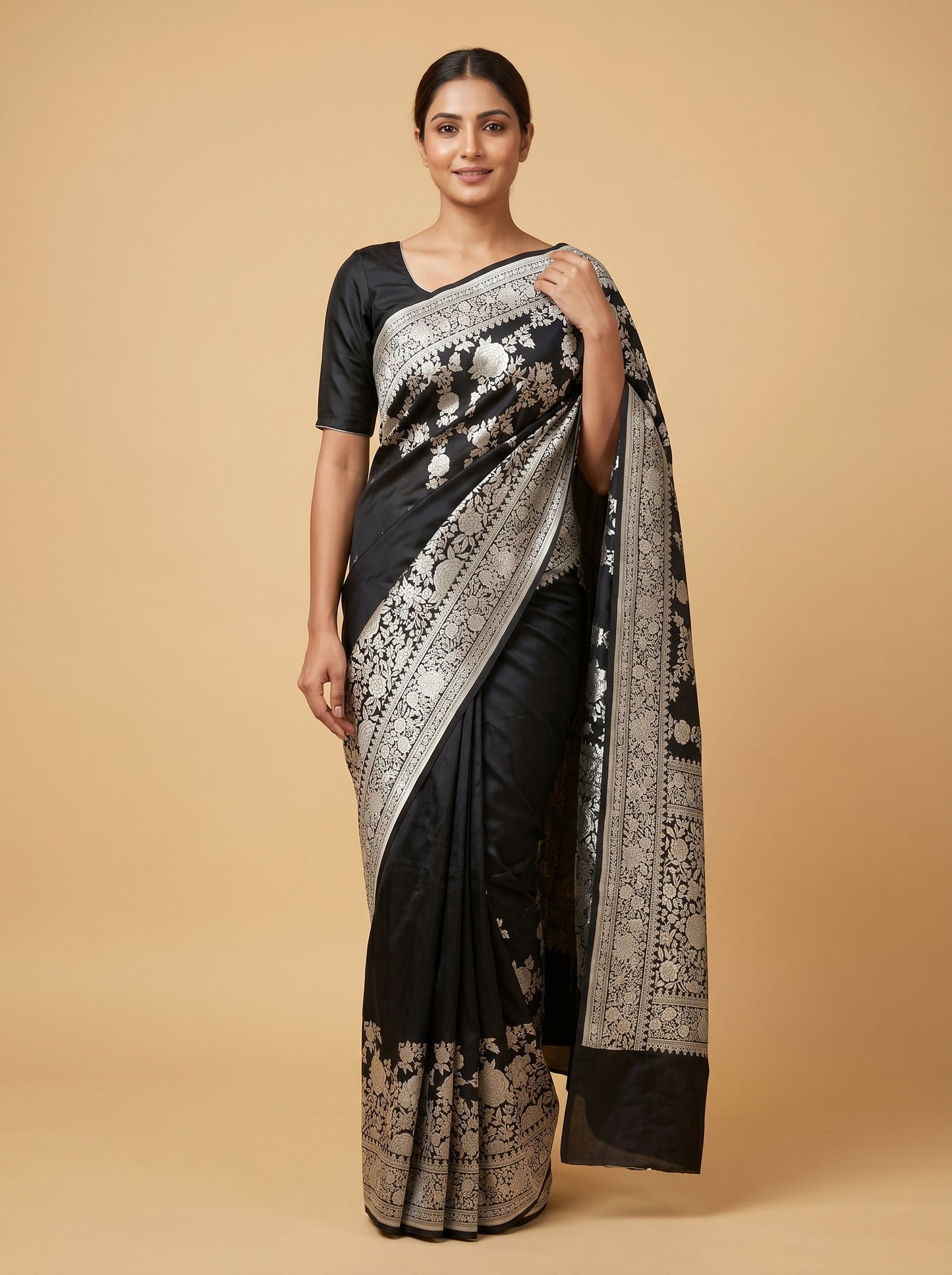 Black Intense Frame Handloom Saree