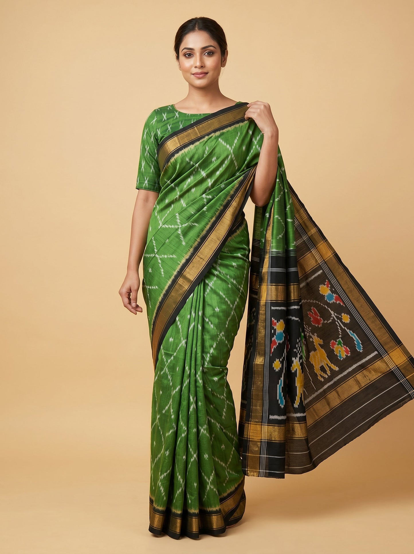 Black Parrot Fusion Saree