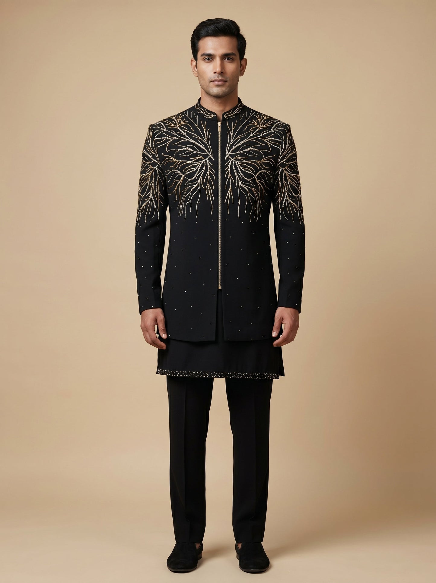 Black Refined Indowestern