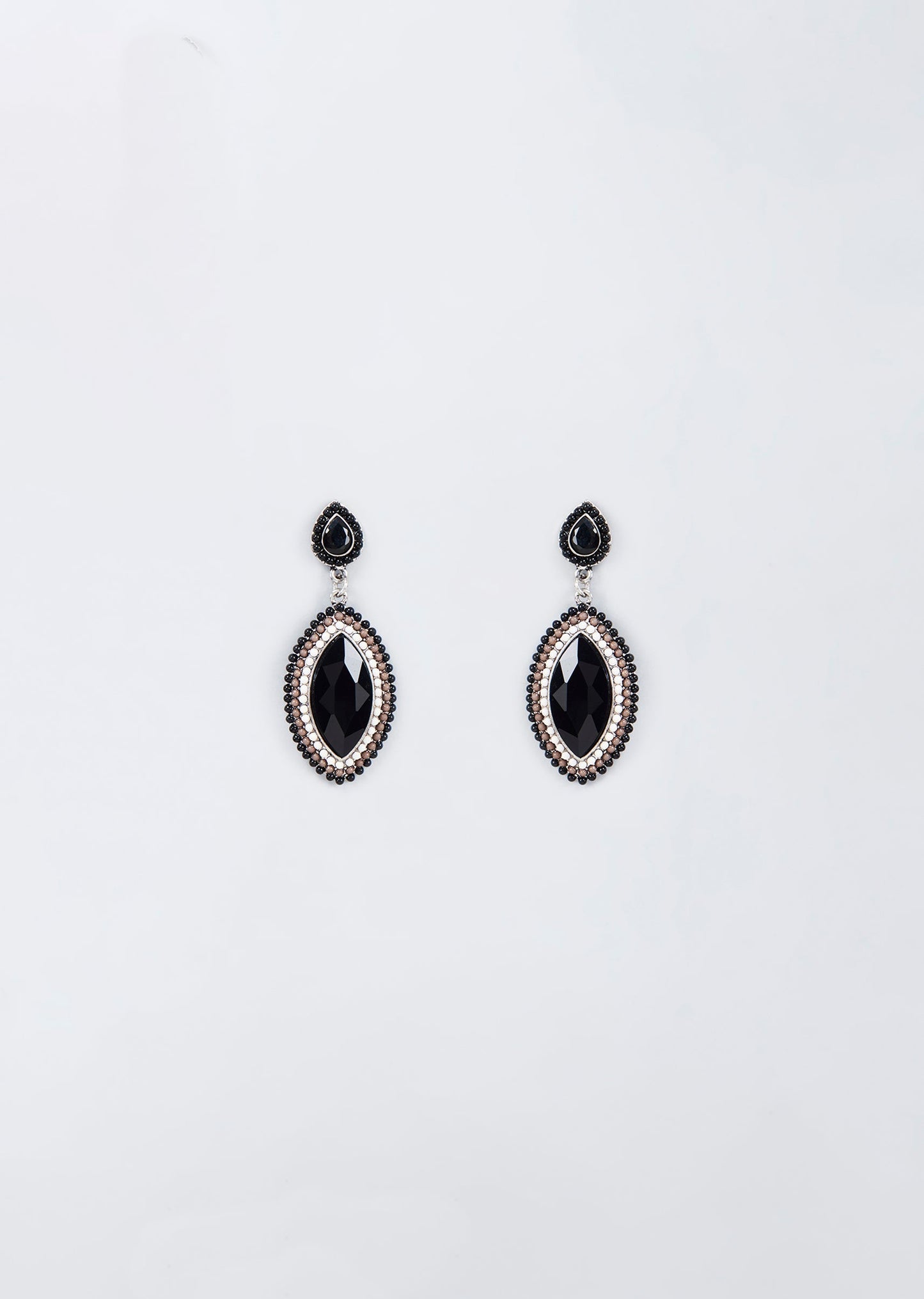 Black Rhodium Stone Drop Earrings