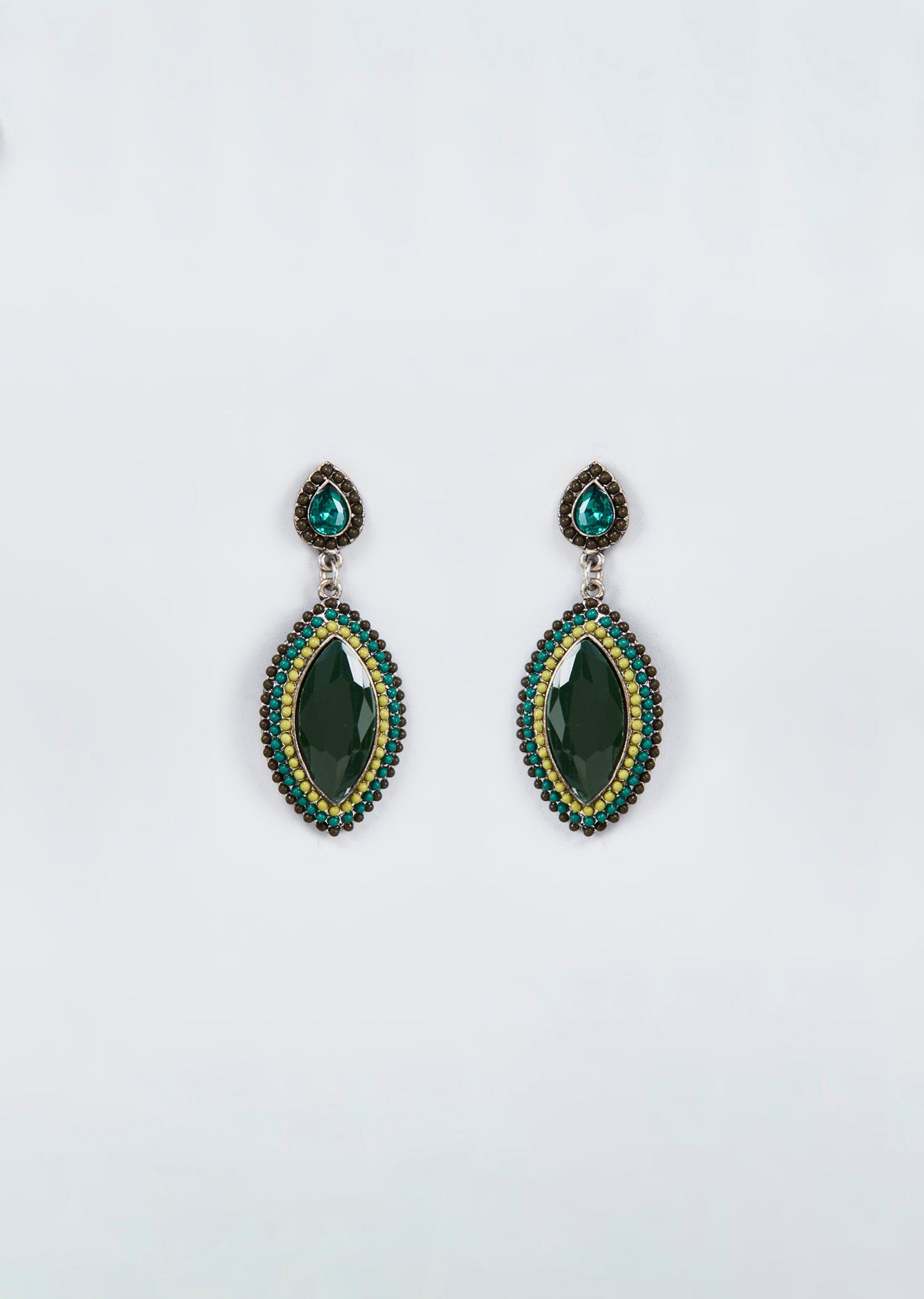 Black Rhodium Finish Black Stone Dangler Earrings