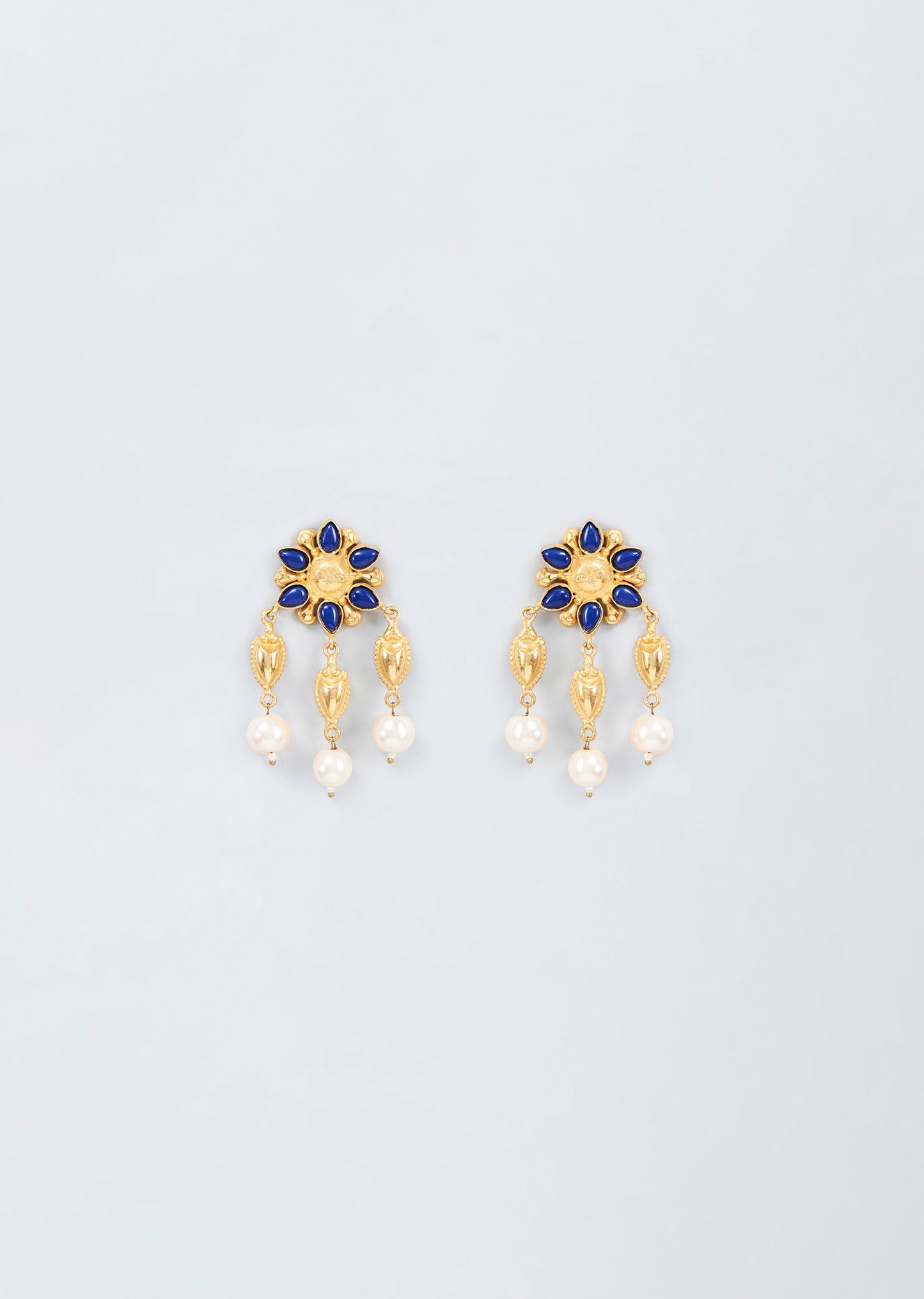 Black Rhodium Finish Orange And Yellow Stone Dangler Earrings