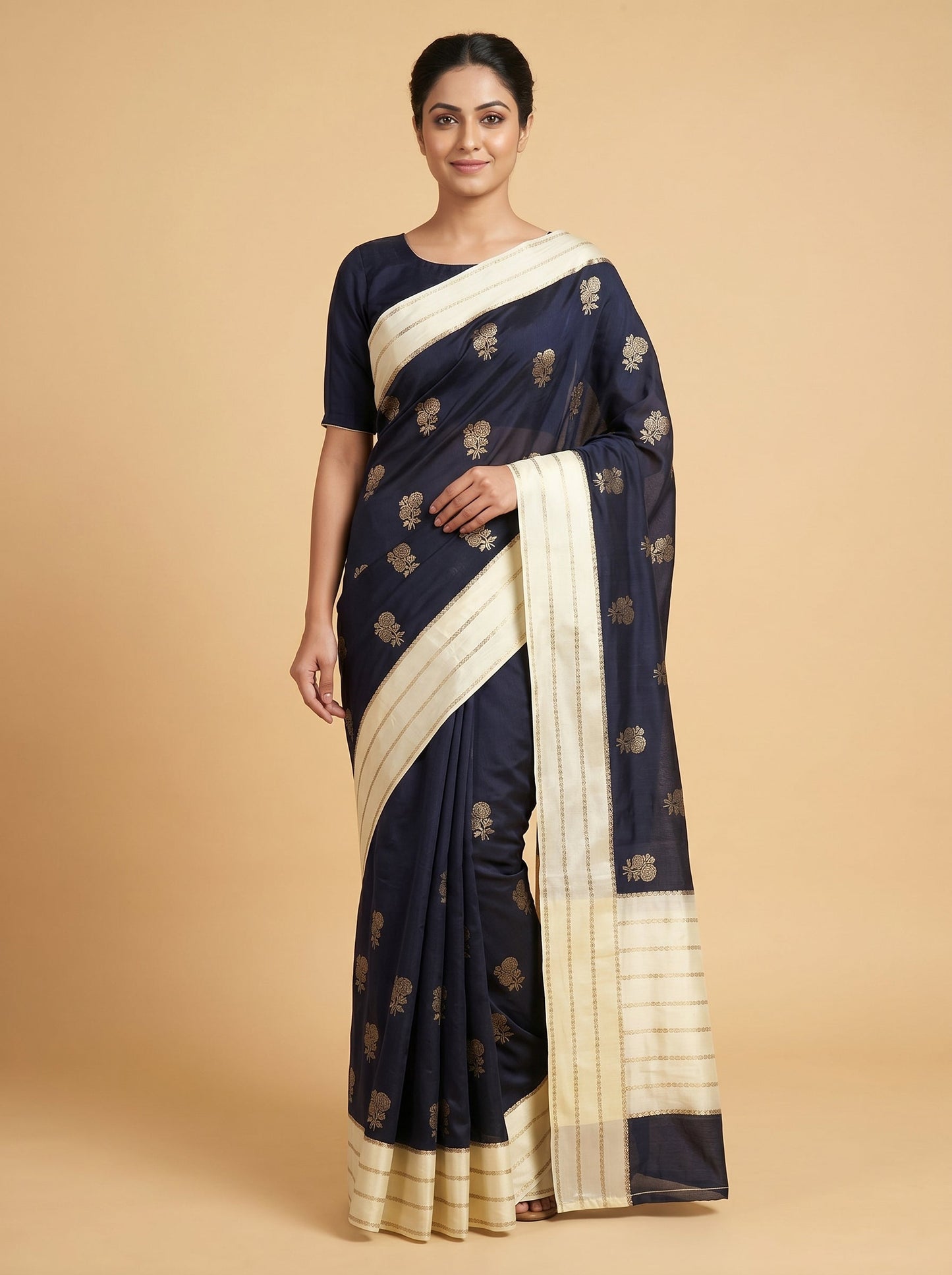 Black Shaped Outline Handloom Saree