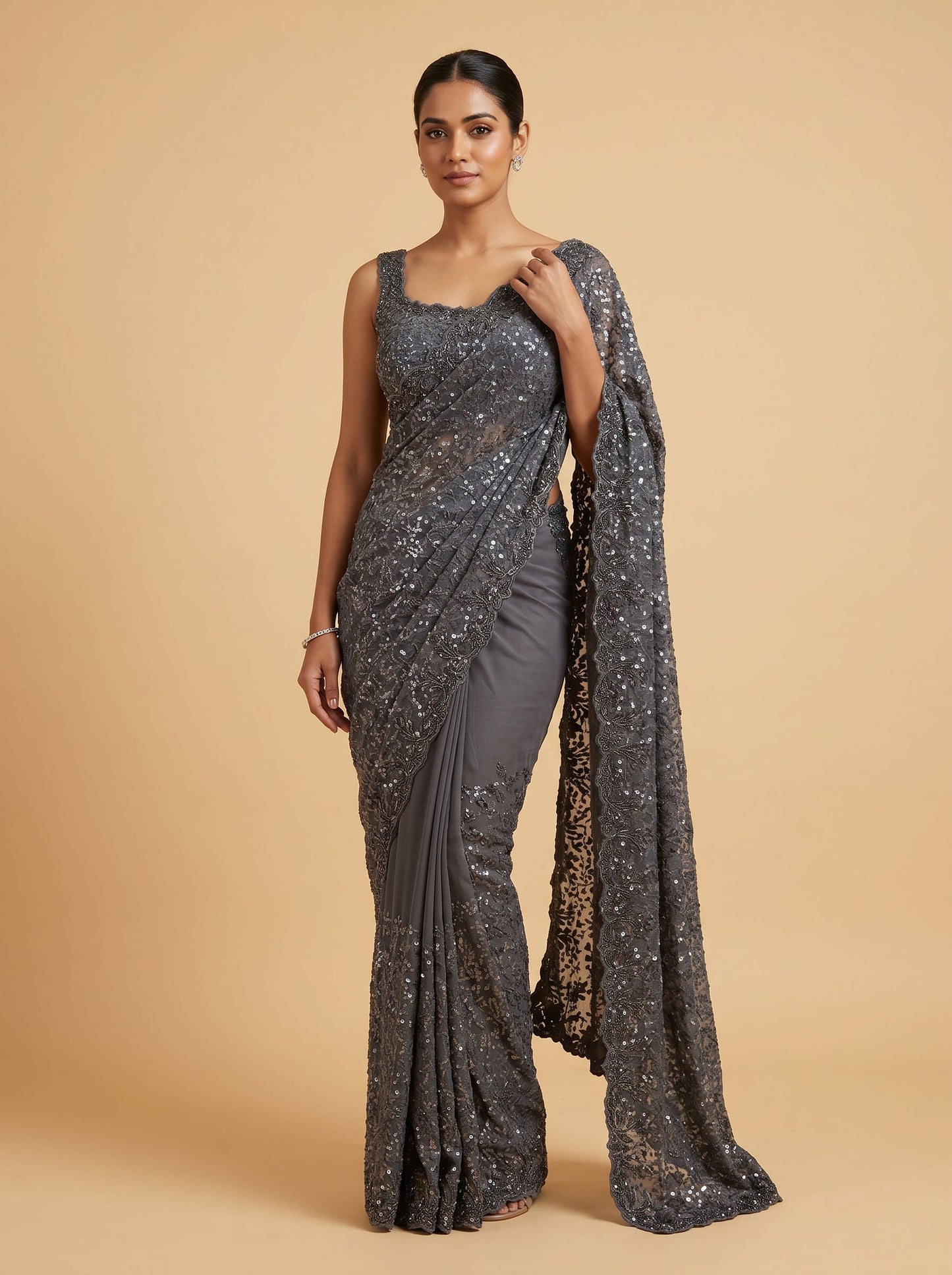 Black Sleek Embroidered Saree