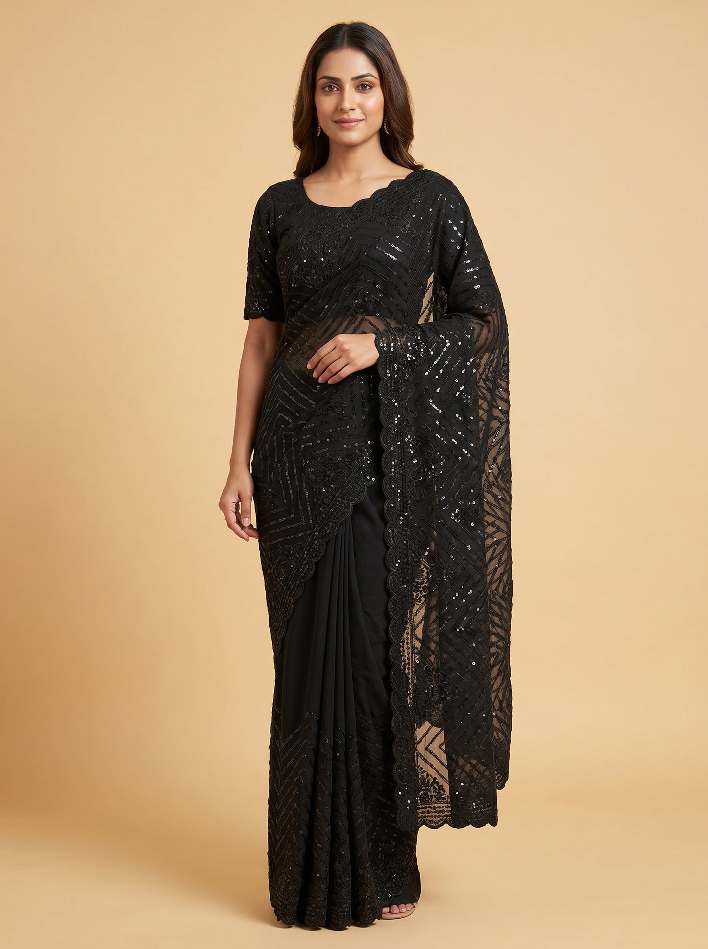 Black Statement Embroidered Saree