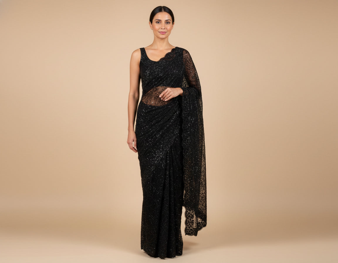 Black Dramatic Embroidered Saree