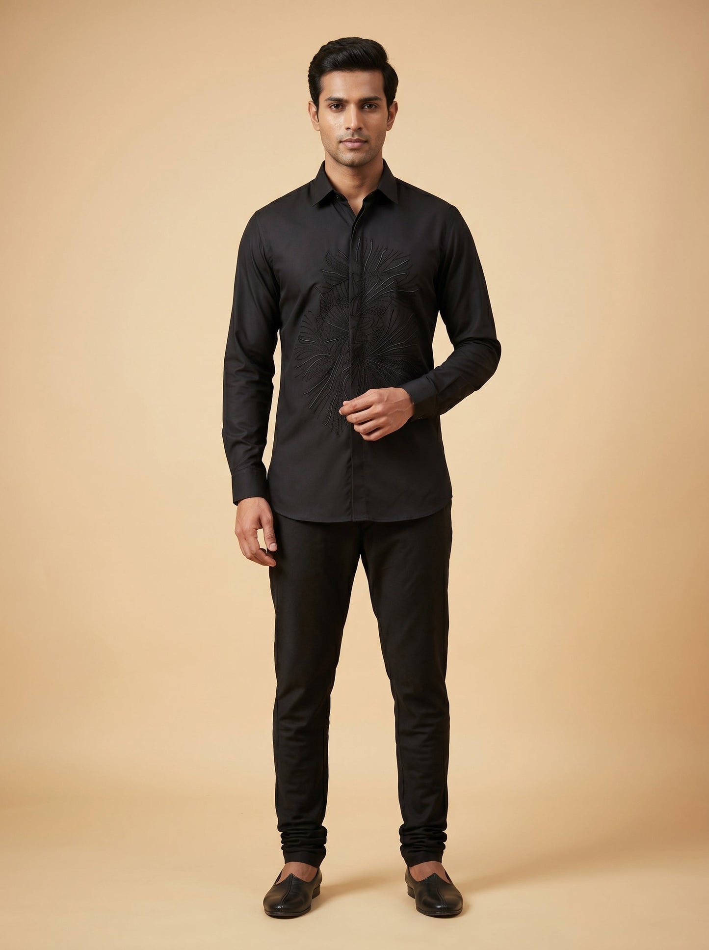 Black Textured Formal Shirt