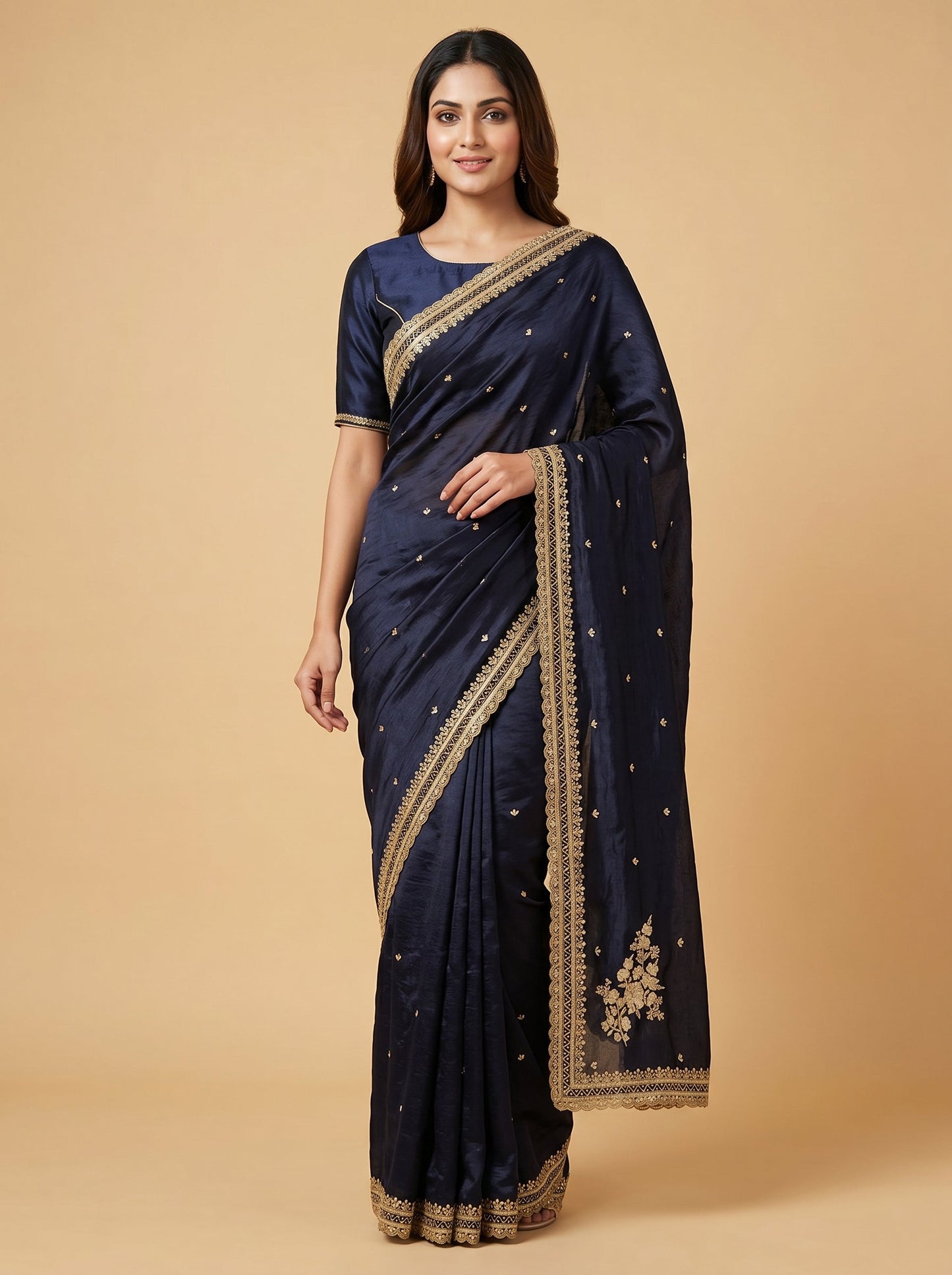 Black Velvet Embroidered Saree