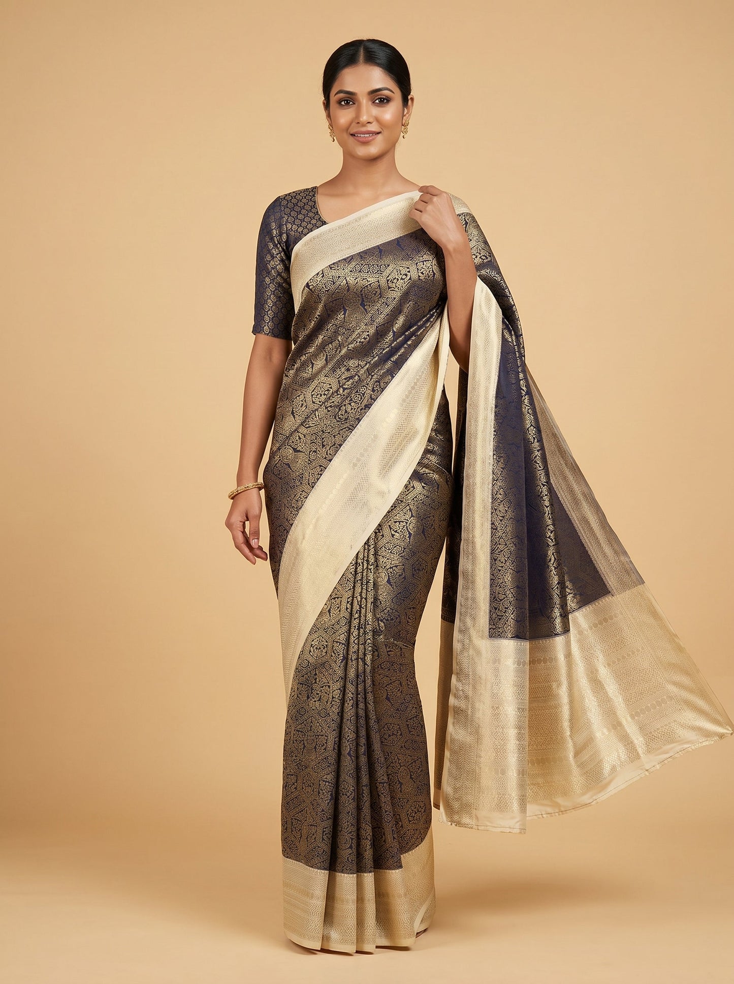 Black Velvet Glow Handloom Saree