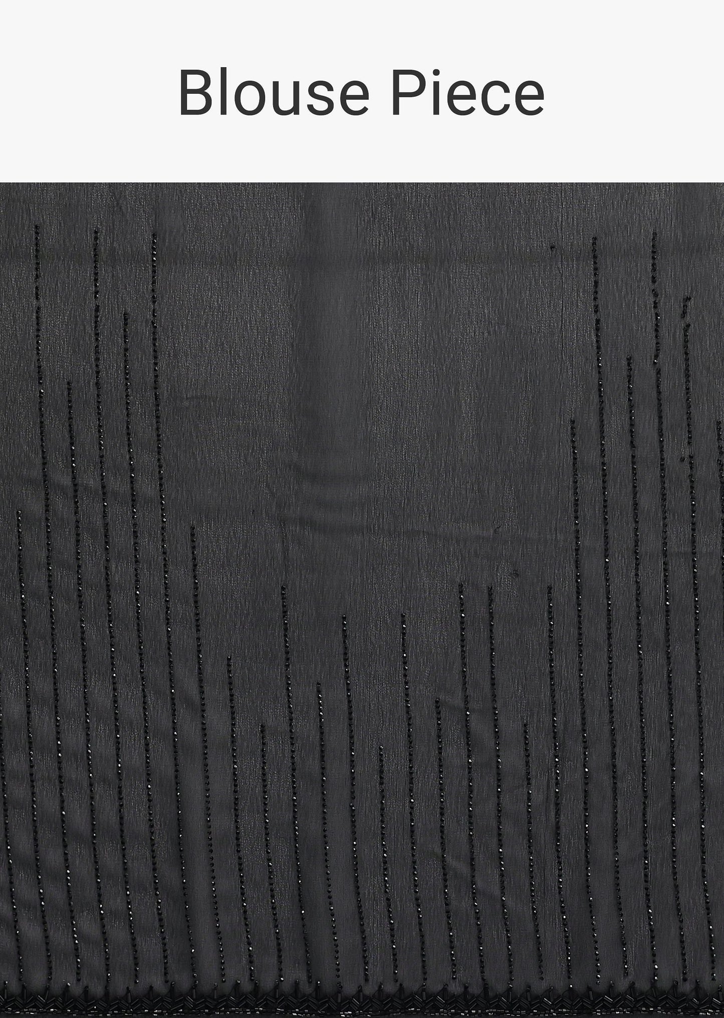 Black Striped Saree With Swarovski Embellishments And Unstitched Blouse Piece