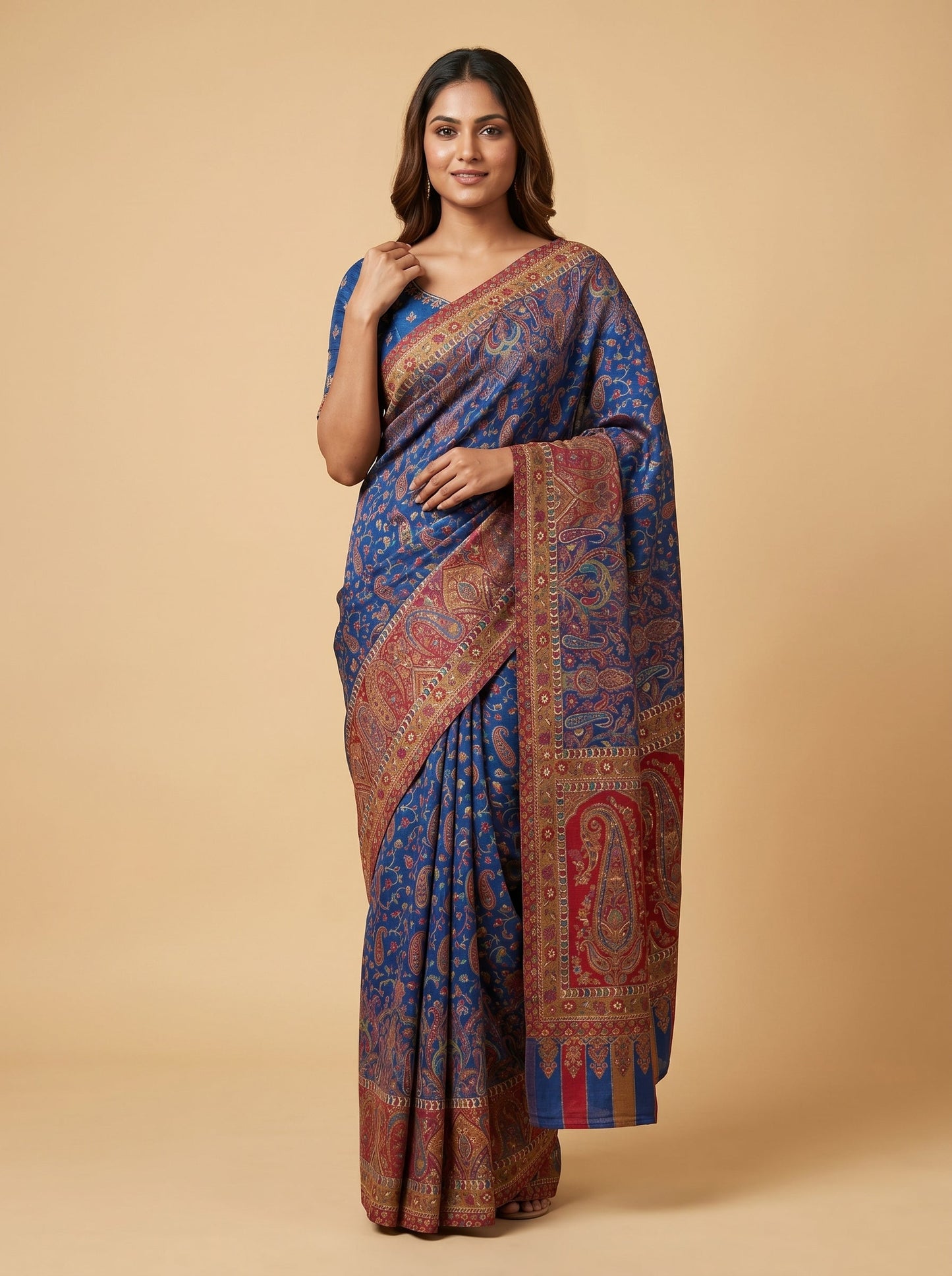 Blue Brocade Handloom Saree