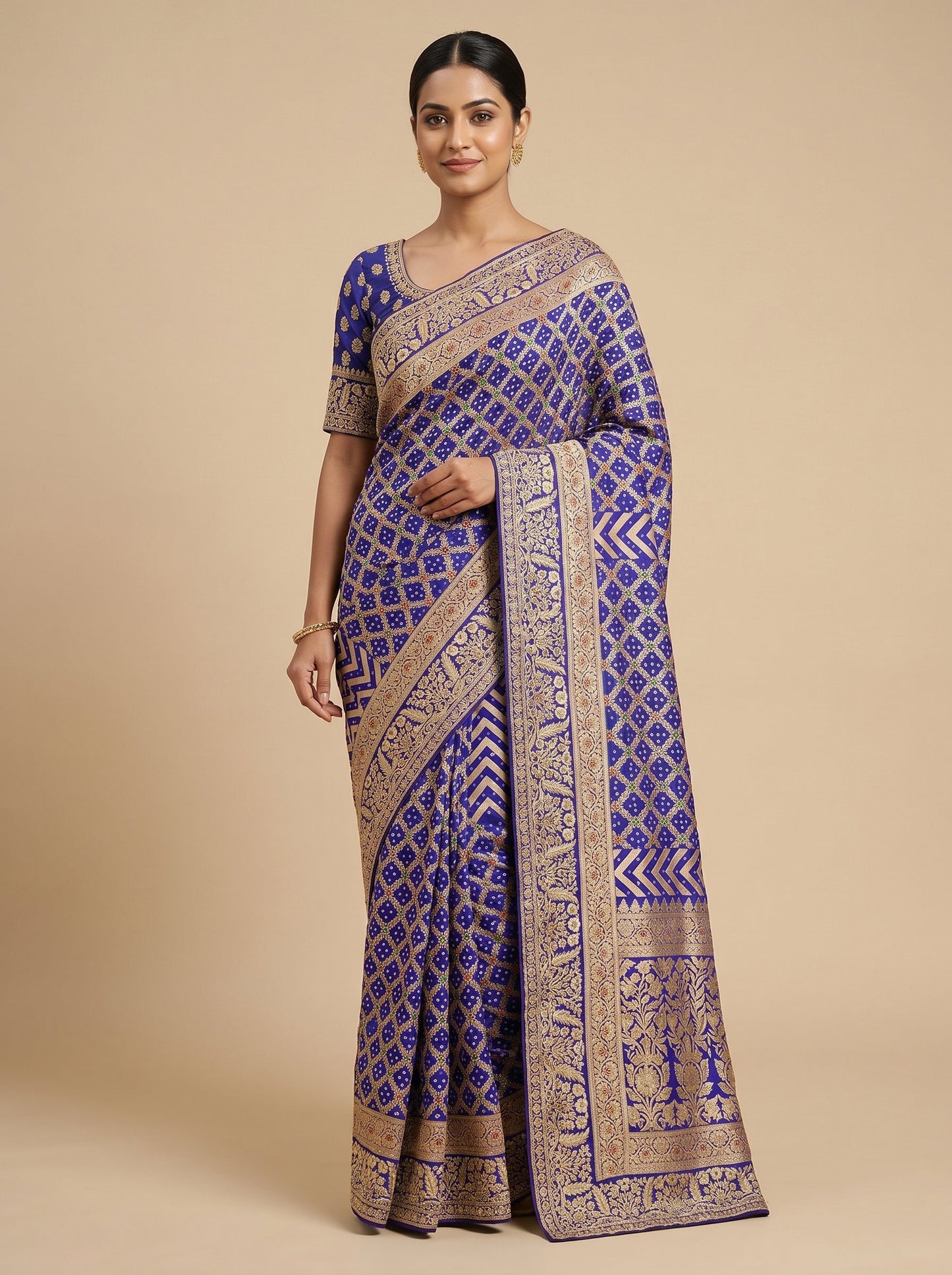 Blue Calm Detail Embroidered Saree