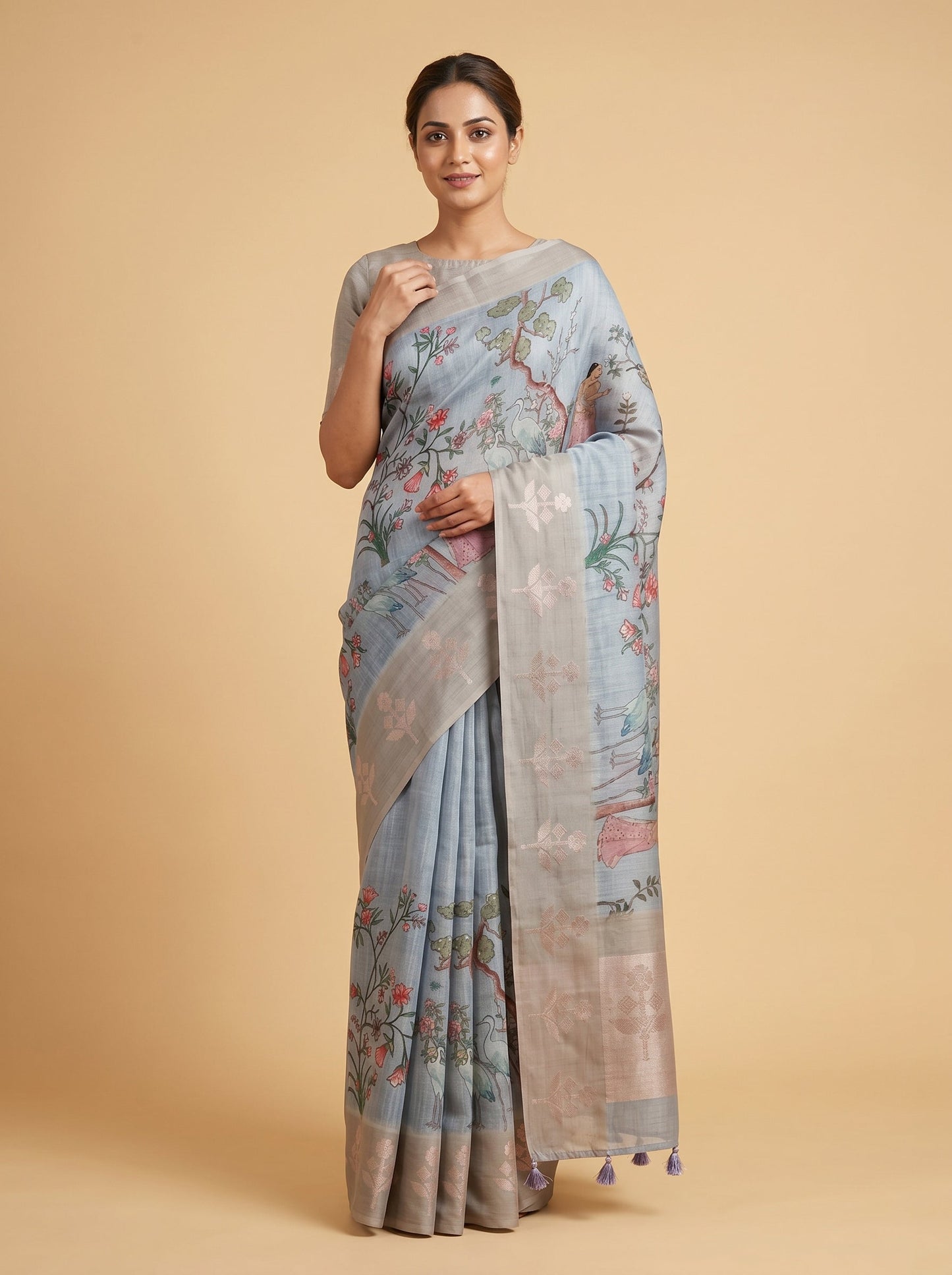 Blue Calm Print Saree