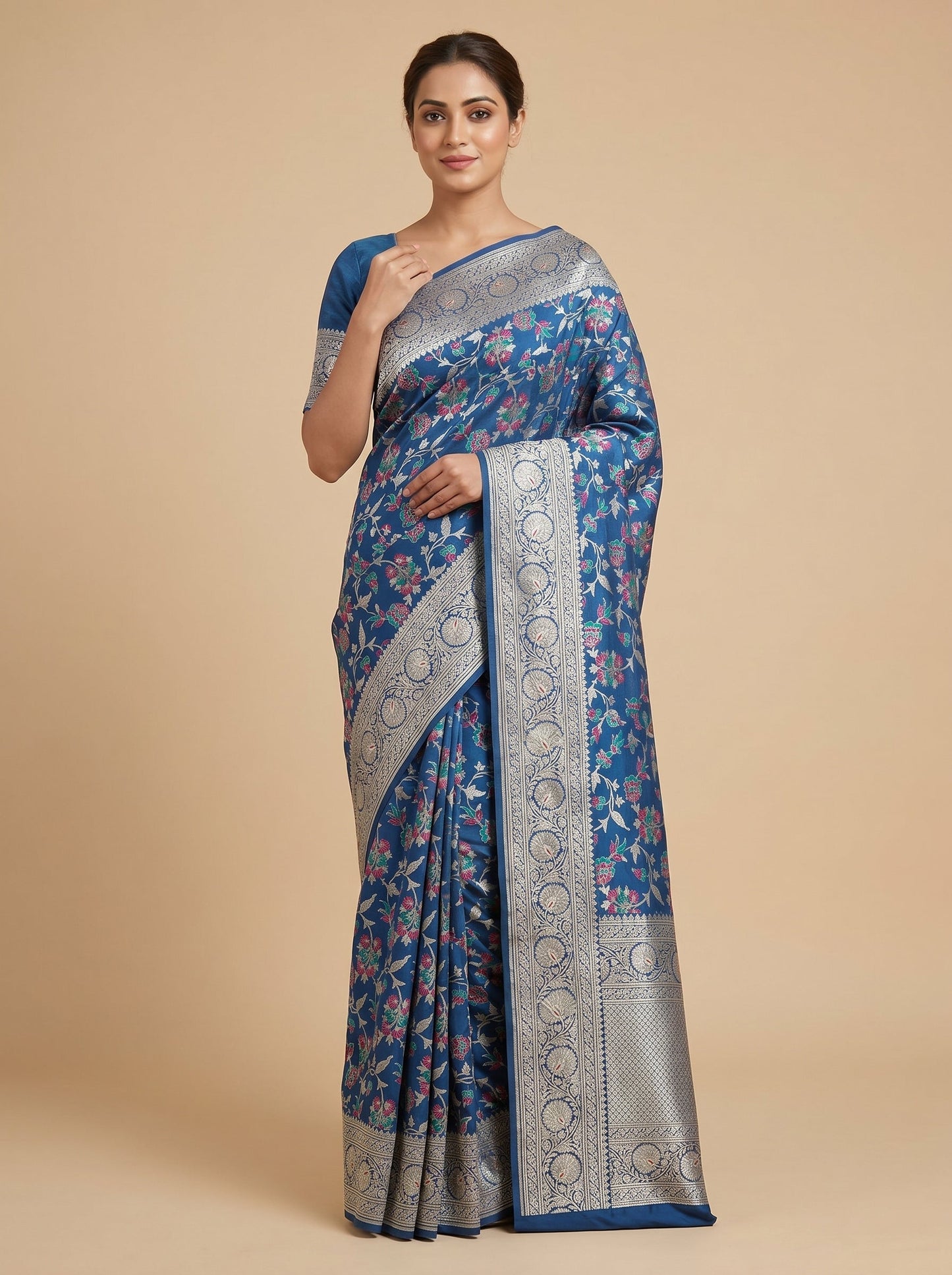 Blue Celestial Aura Embroidered Saree