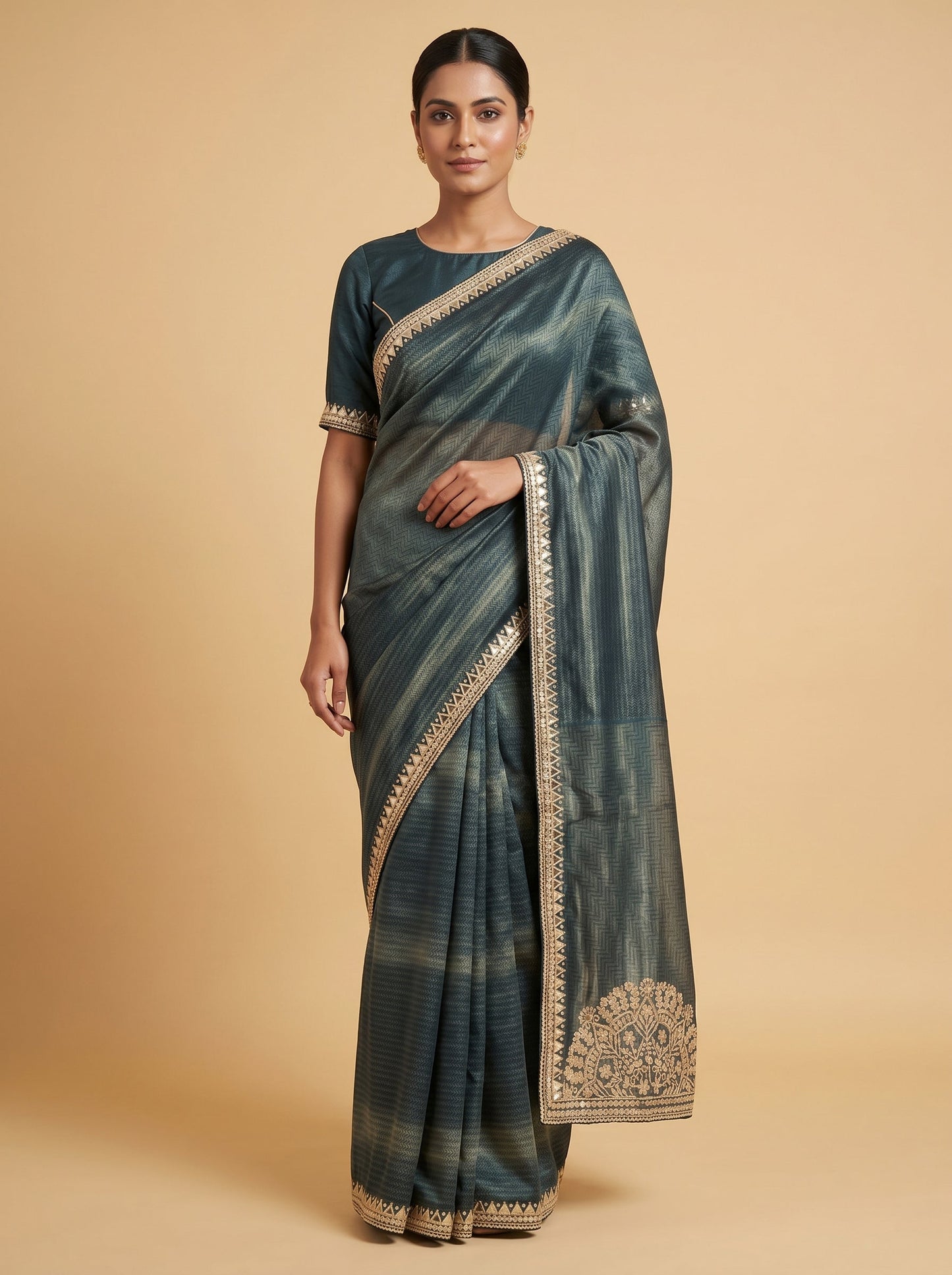 Blue Classic Touch Embroidered Saree