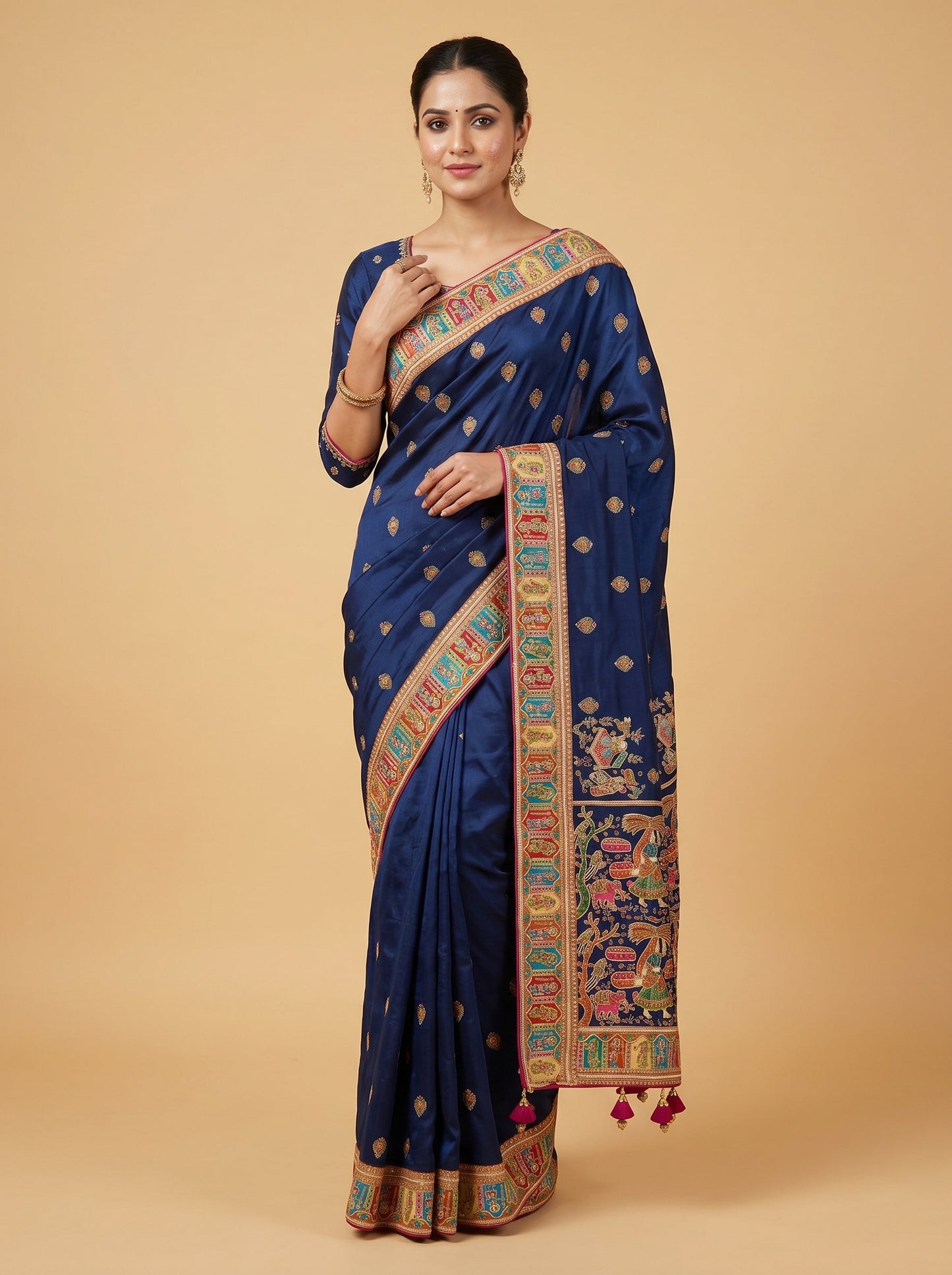 Blue Cool Tone Embroidered Saree